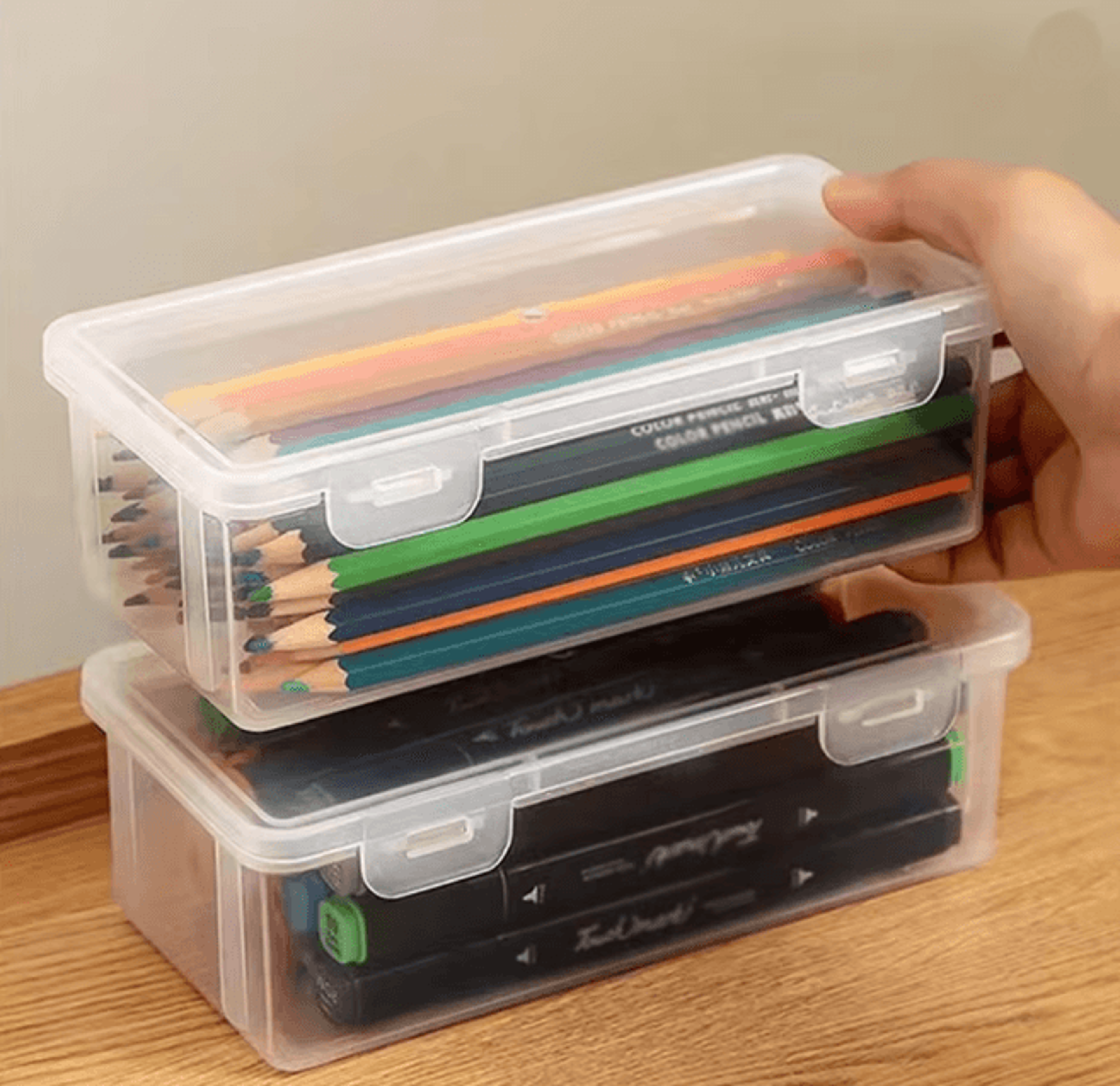 Translucent Large Capacity Pencil Case Lightweight Storage Organizer 4