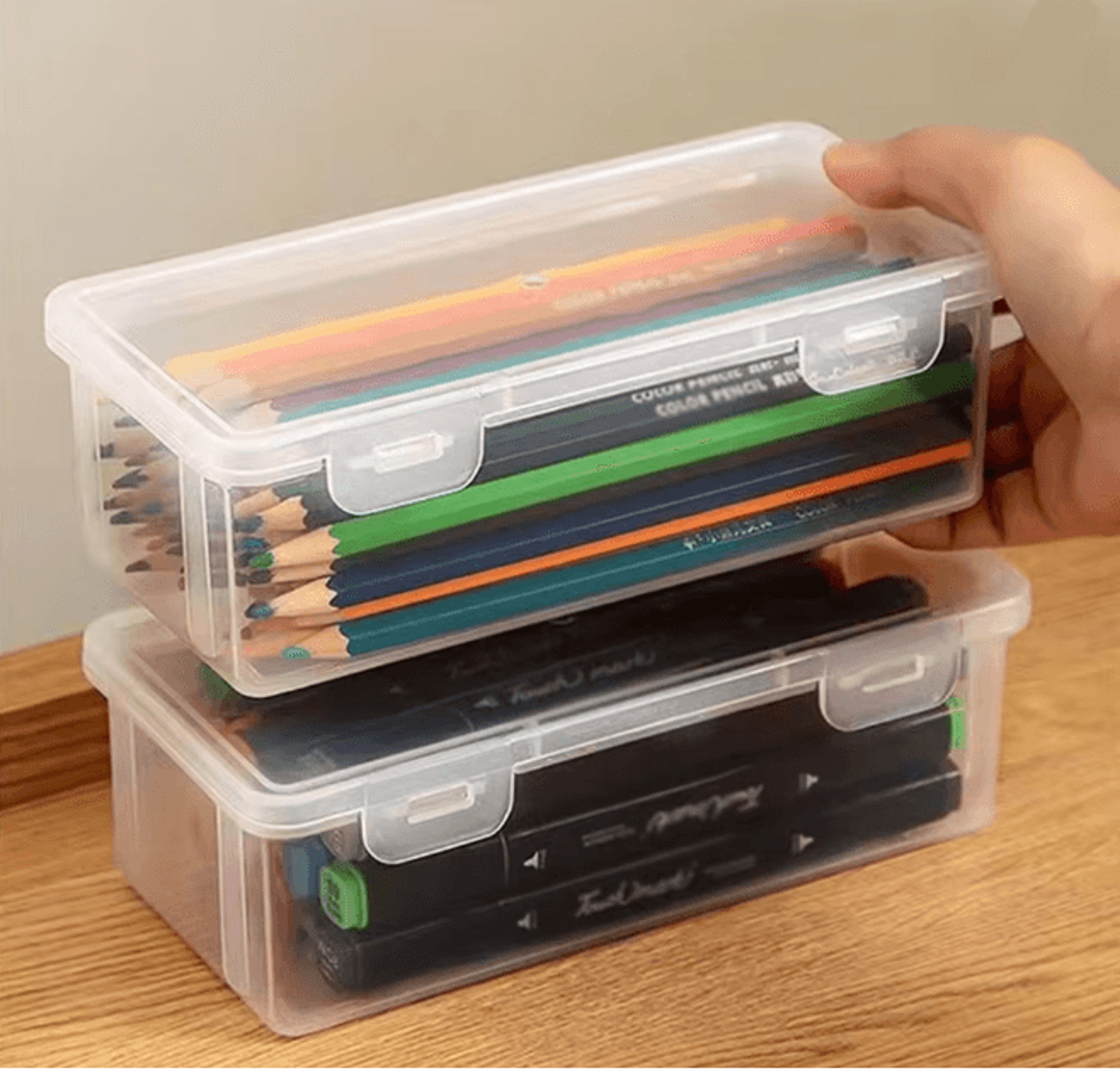 Translucent Large Capacity Pencil Case Lightweight Storage Organizer 6