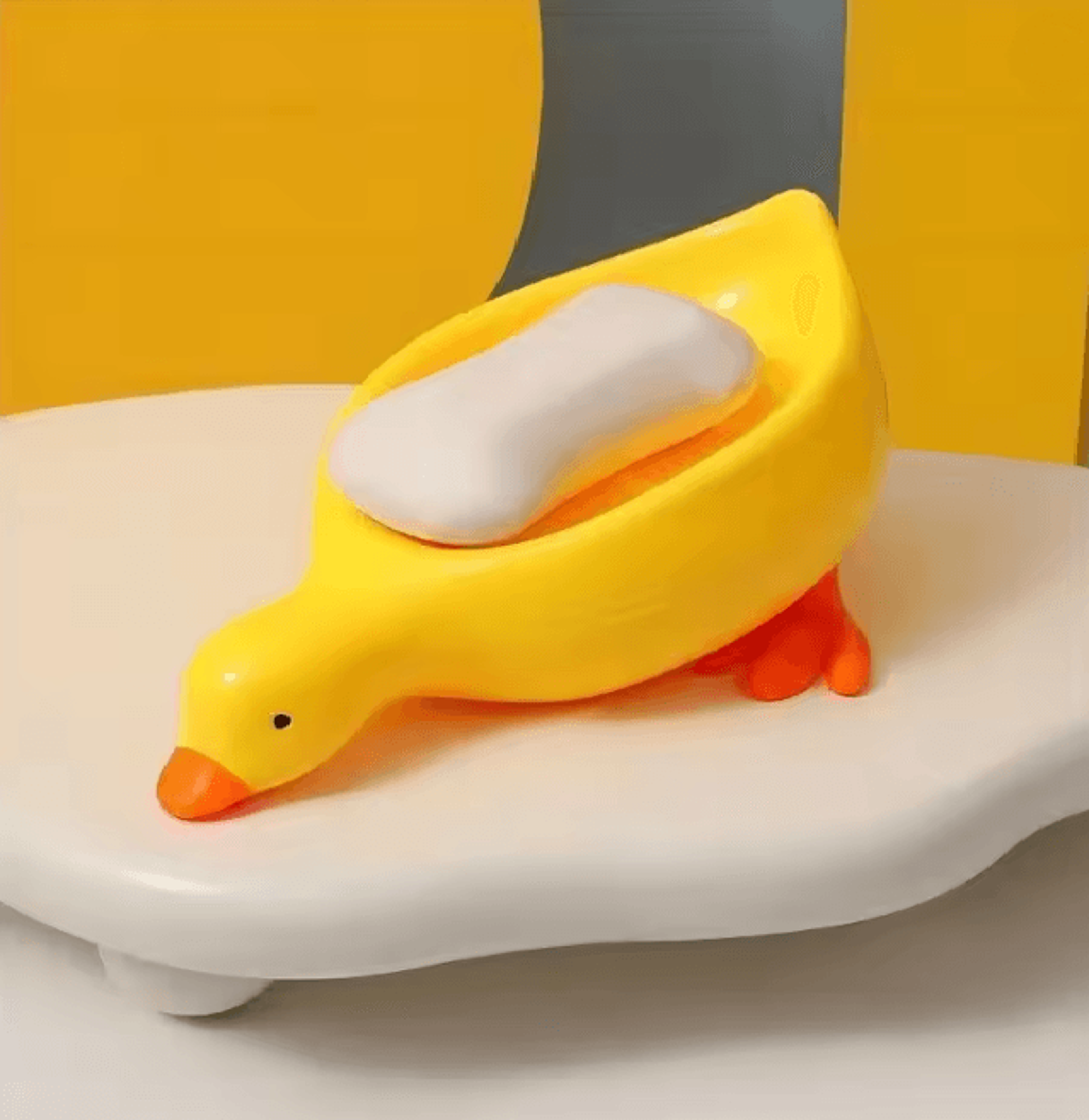 Duck Shape Self Draining Soap Holder Bathroom Soap Organizer Tray 4