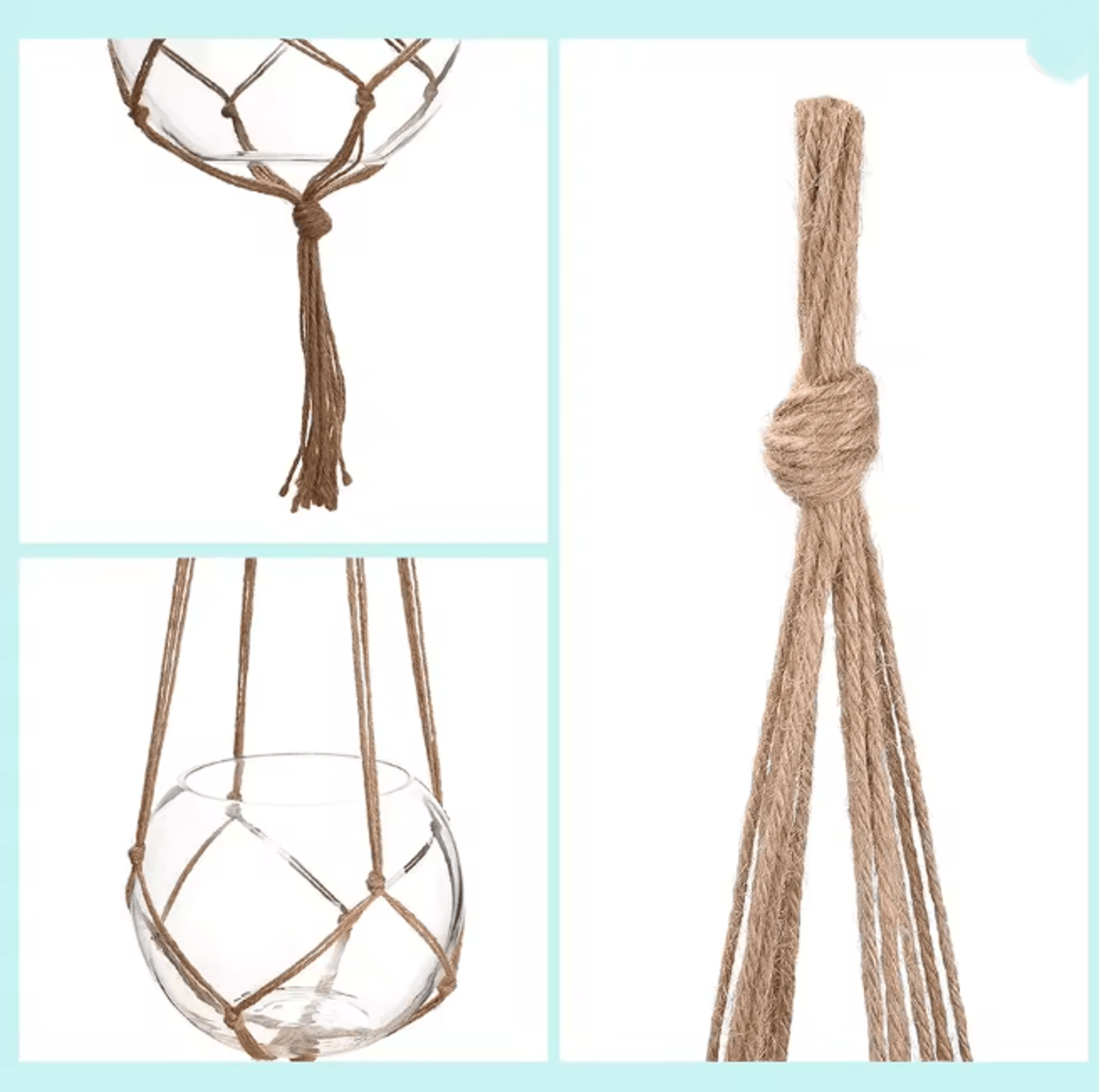 Hand Woven Hanging Plant Holder Cotton Rope Flower Pot Hanger 2
