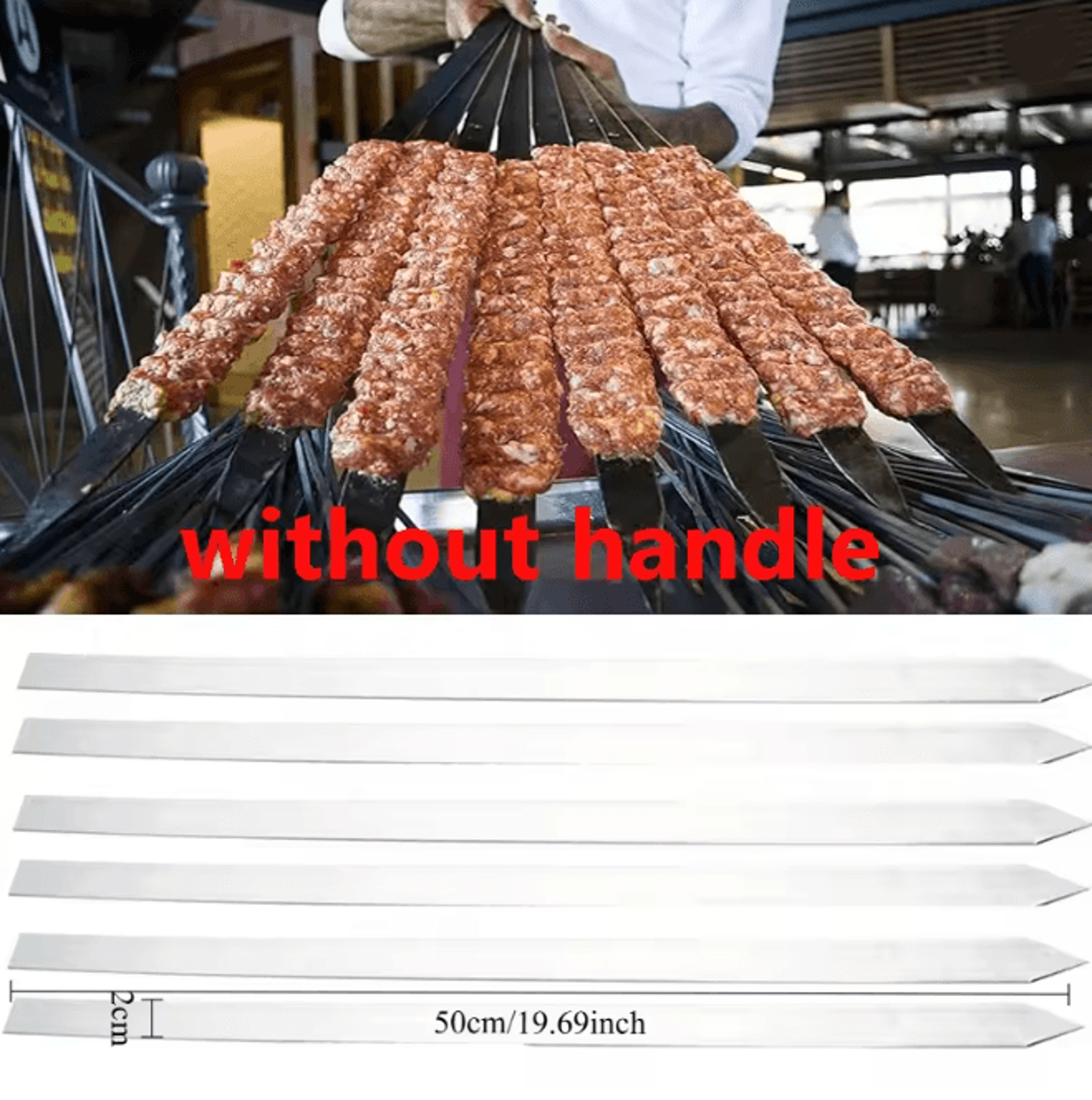 Wide Flat Stainless Steel BBQ Skewers For Kebab And Grilling 1