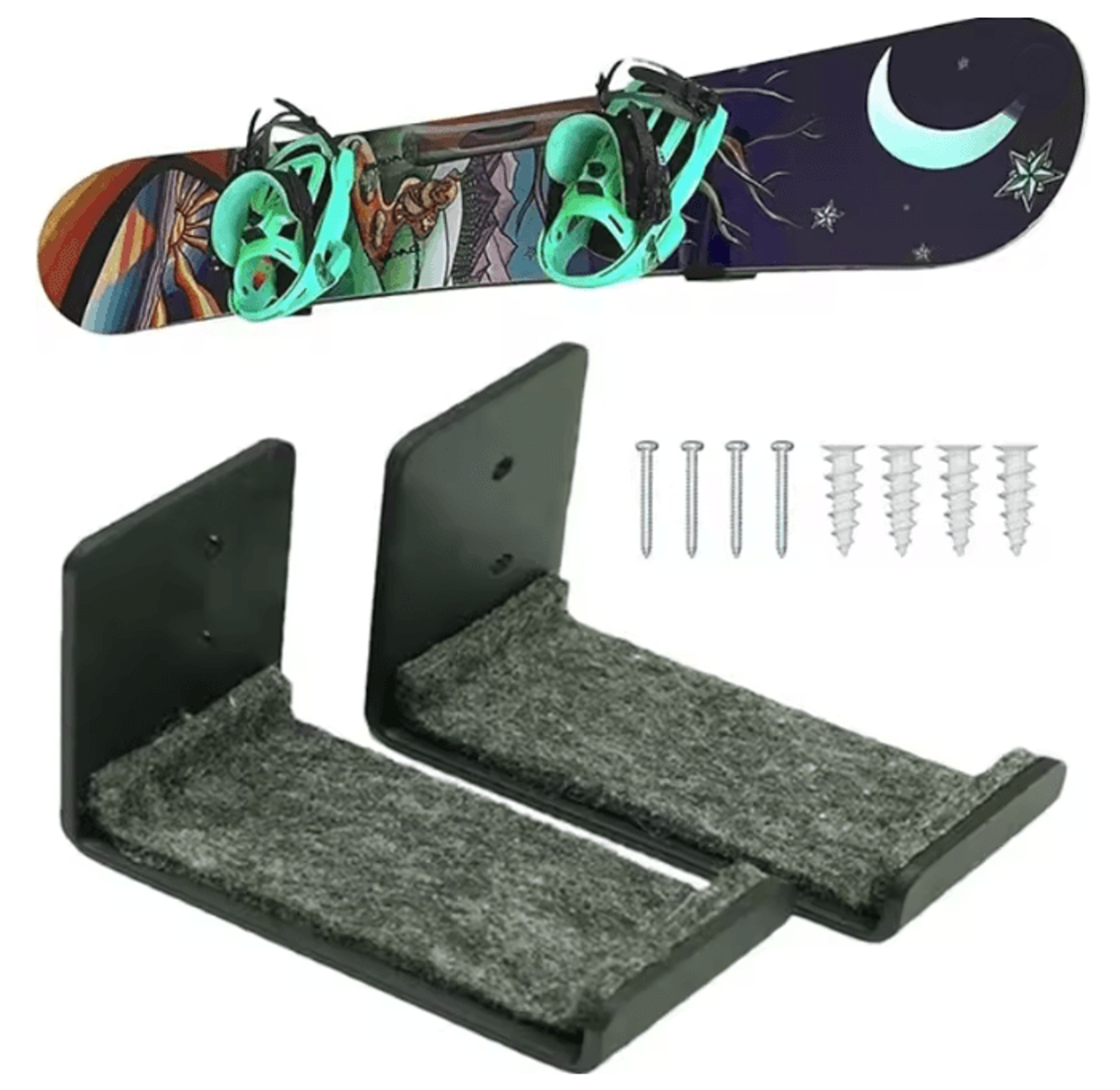 Matte Black Snowboard Wall Rack Ski Board Mount Holder Stand 0