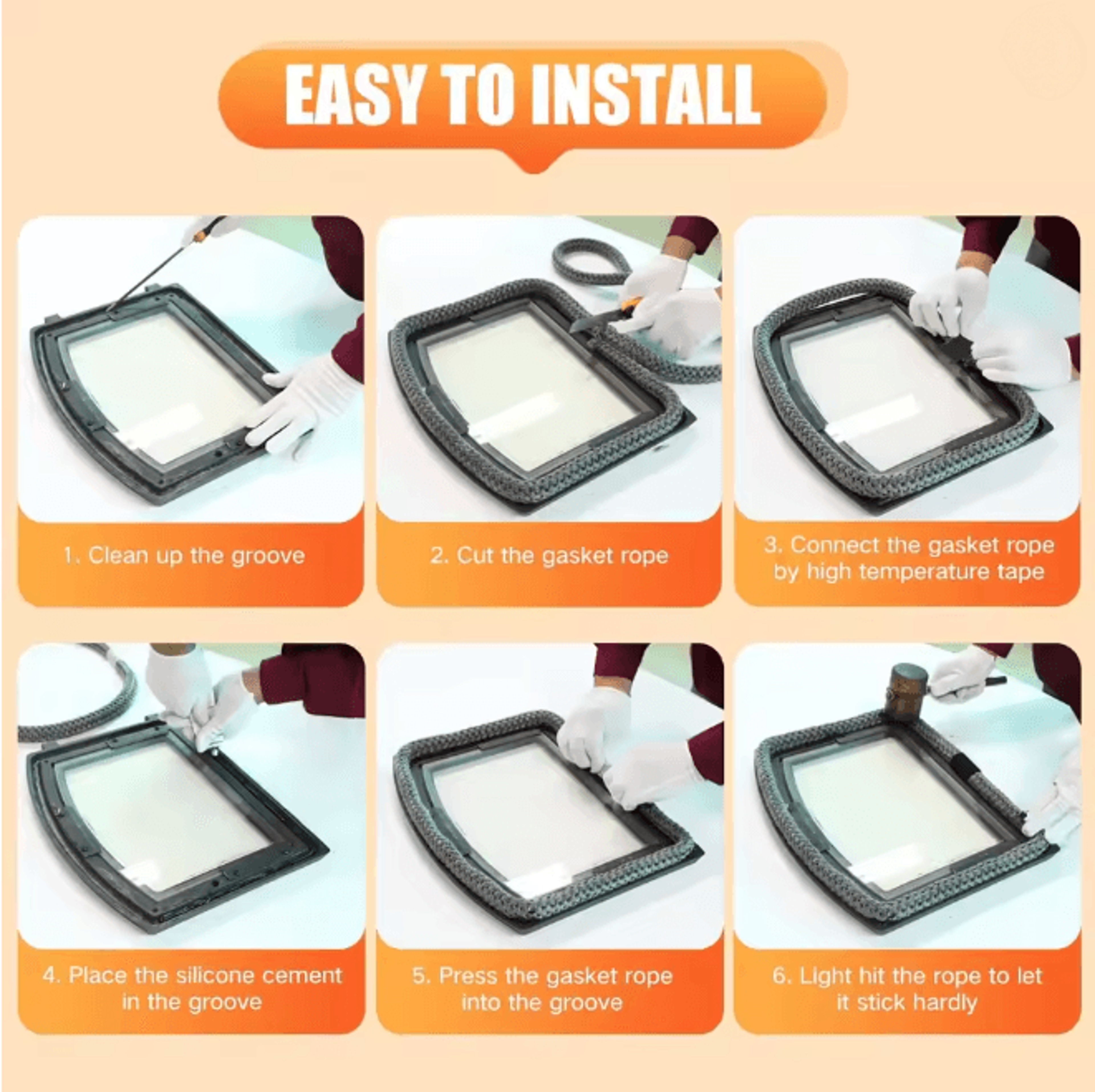 High Temperature Wood Stove Gasket Fireplace Sealing Rope Fiberglass Cord 2