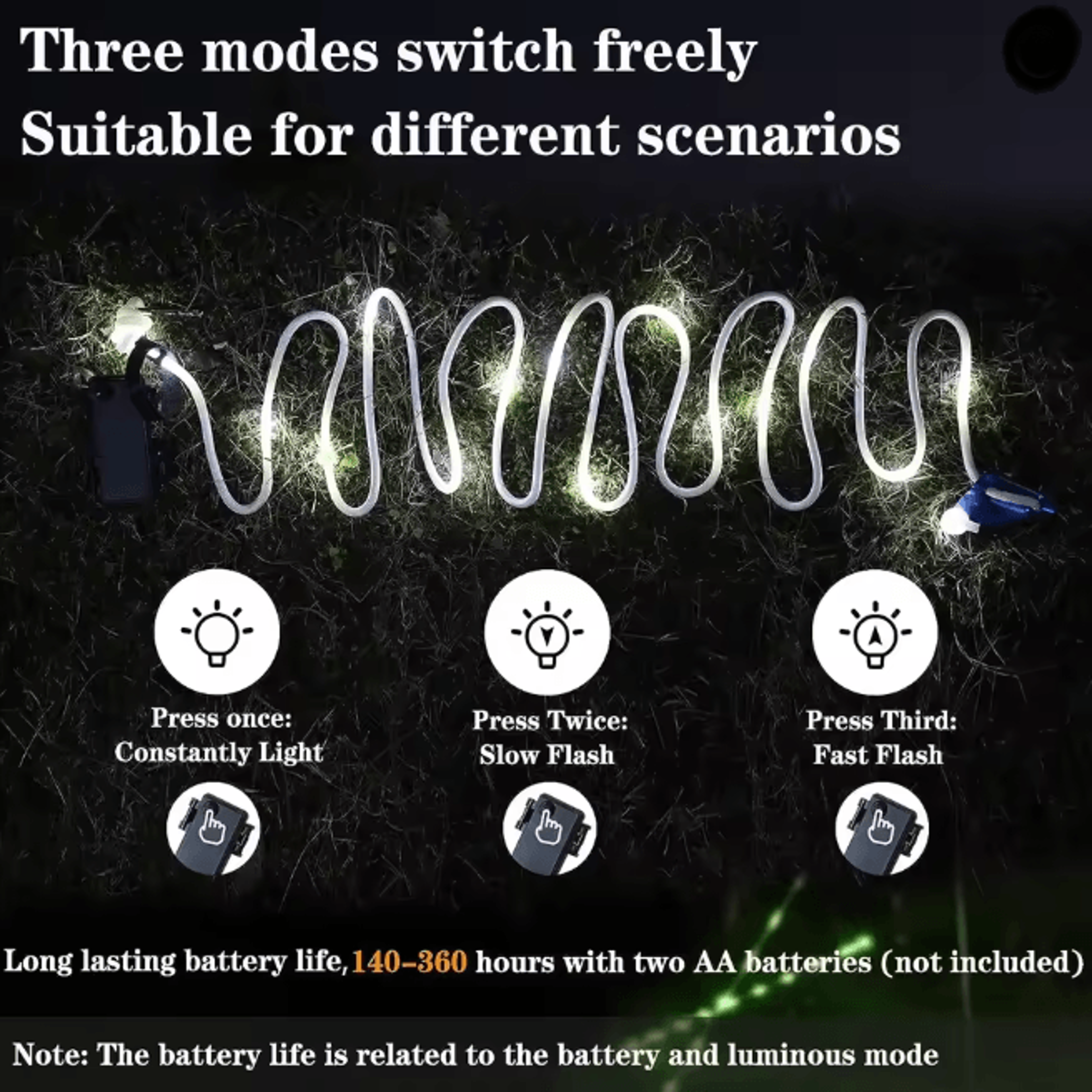 Camping Tent Rope LED Light Waterproof Outdoor Guy Line Safety Lighting 2