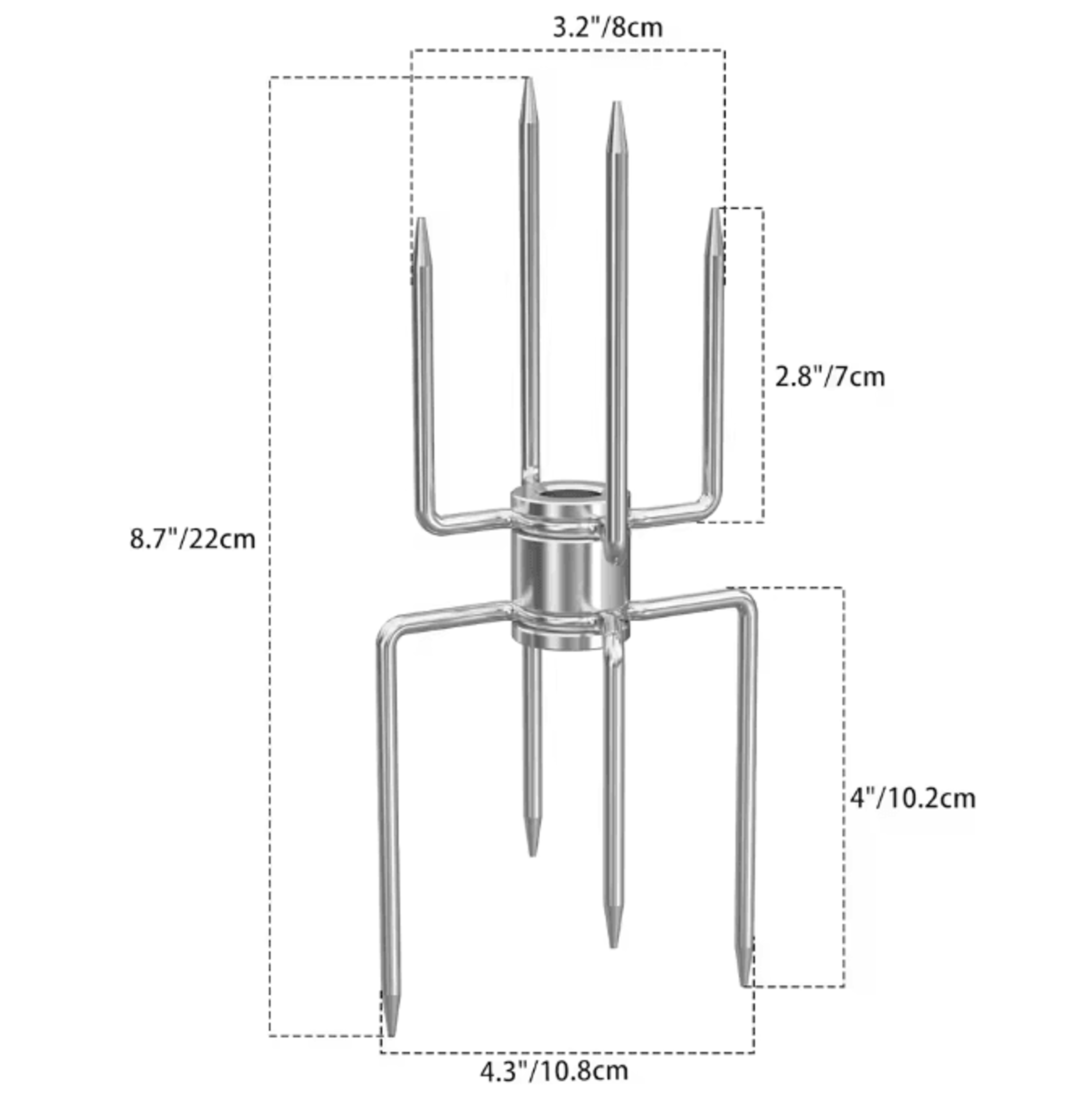 Double Sided Rotisserie Fork Stainless Steel BBQ Skewer For Grilling And Roasting 10