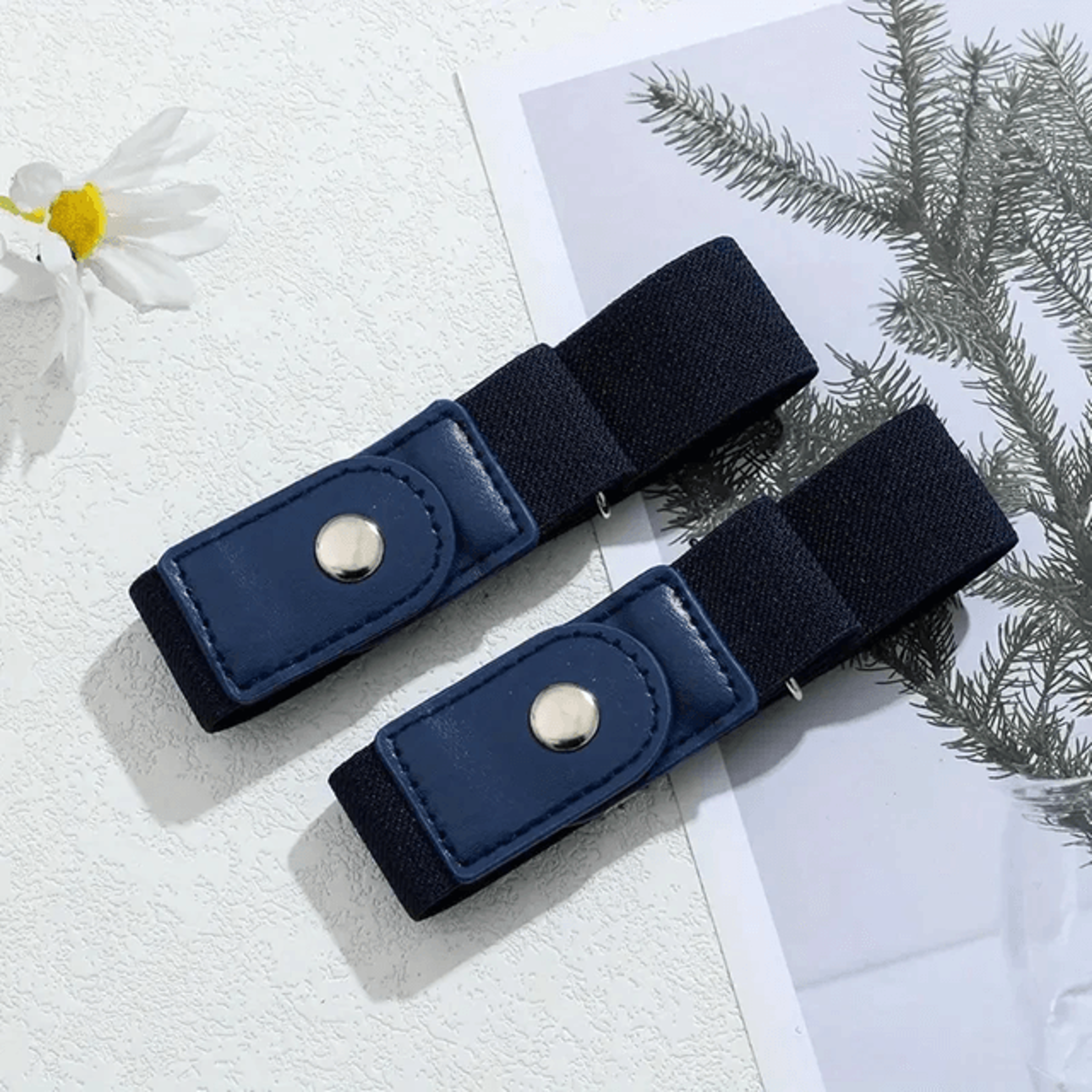 Unisex No Buckle Elastic Stretch Belt Set Adjustable Invisible Fit 6