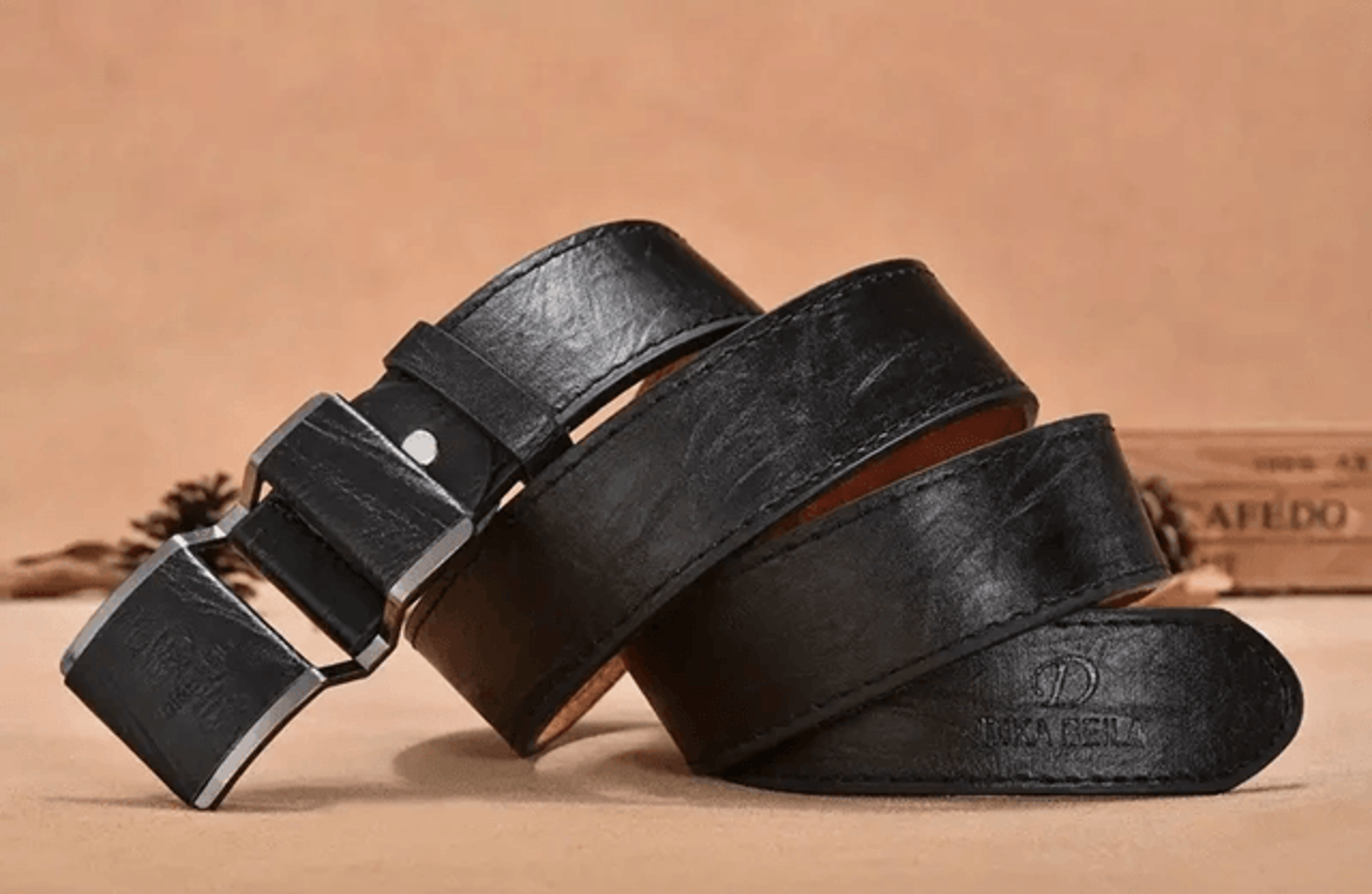 Mens Business Casual Leather Belt Smooth Buckle 0