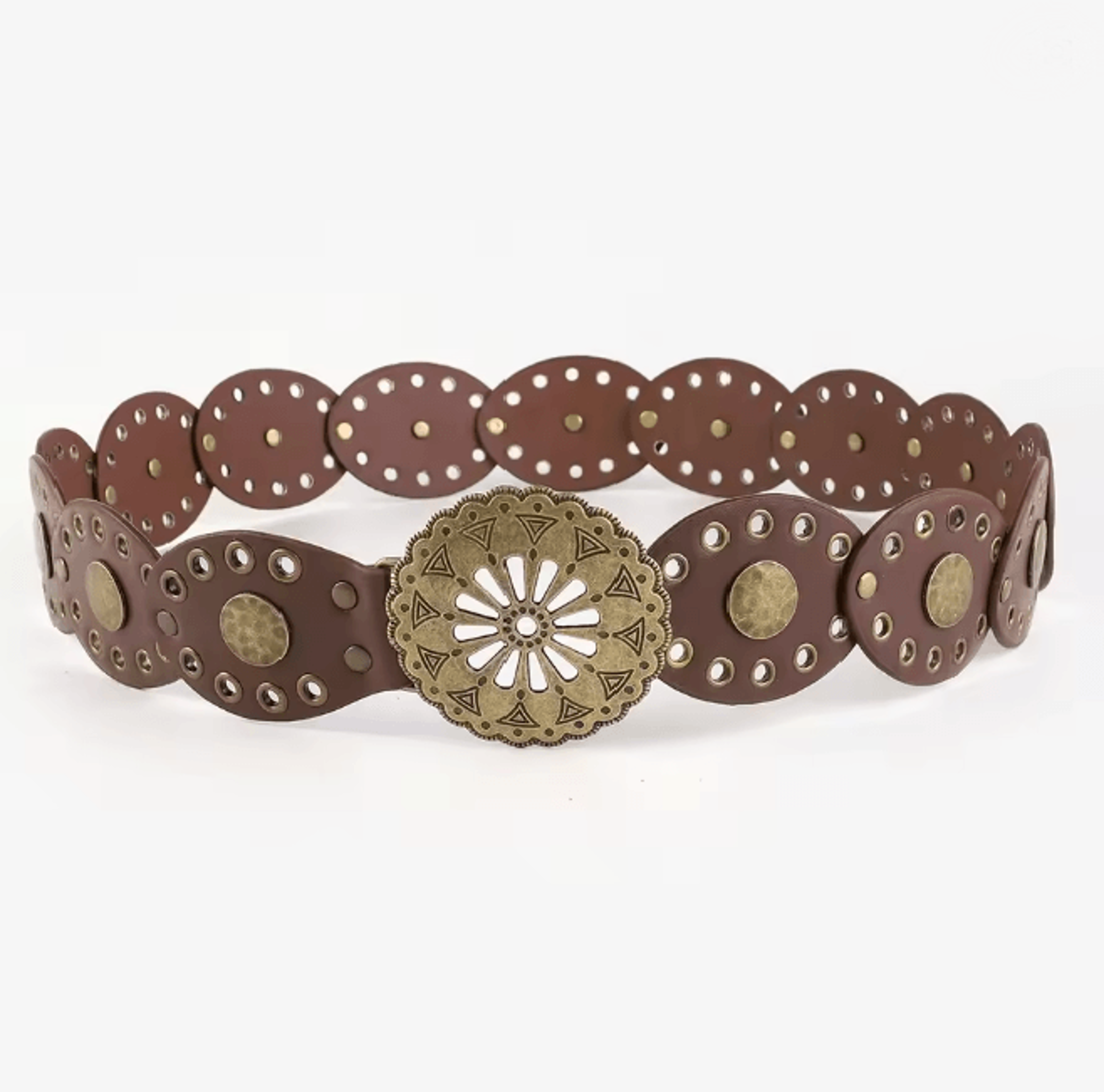 Retro Western Cowboy Wide Belt With Hollow Metal Buckle For Women 3