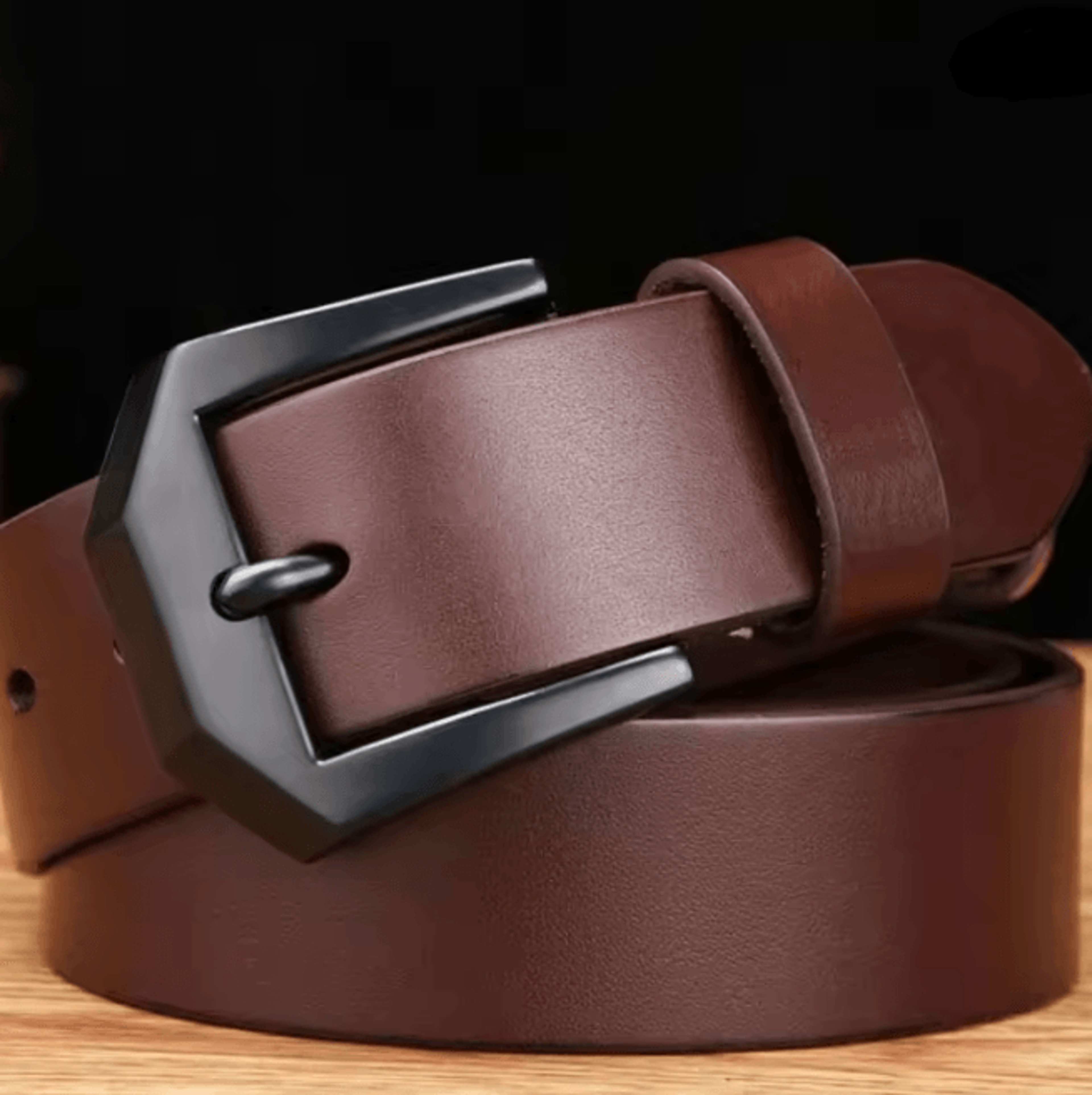Classic Mens Leather Belt With Copper Needle Buckle Business Casual Style 2