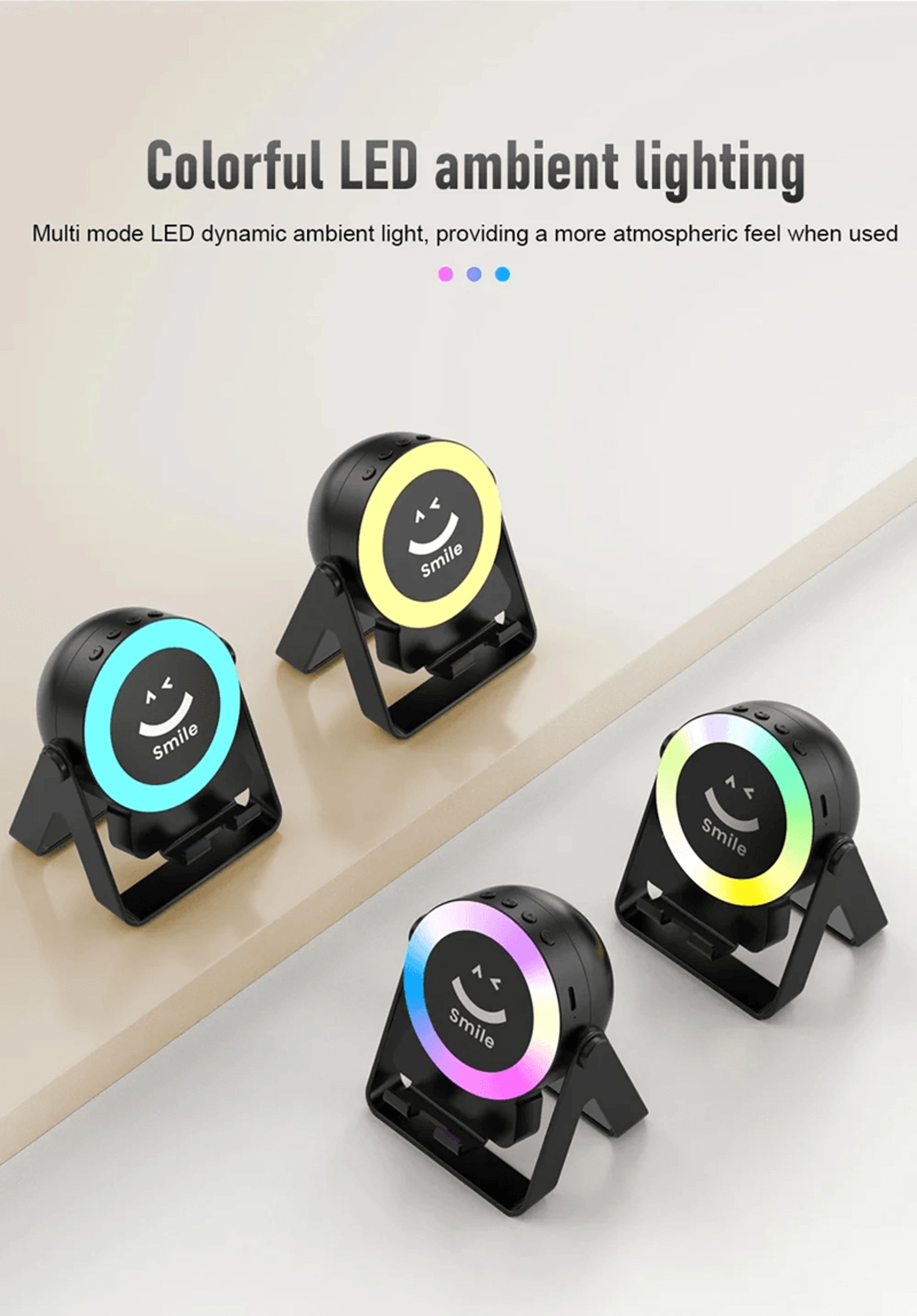 4 In 1 Wireless Bluetooth Speaker With RGB LED Light And Phone Stand 2