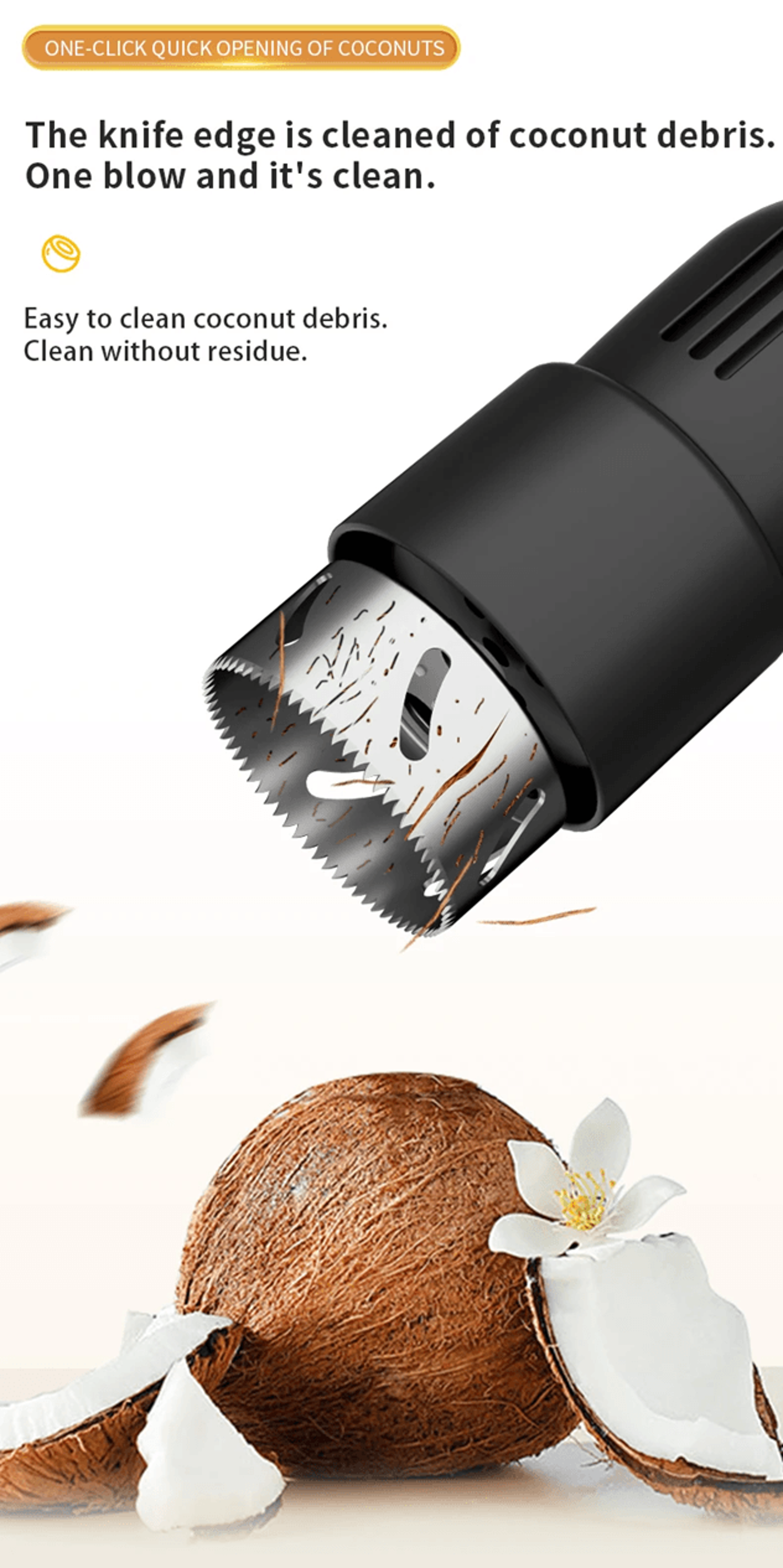 Automatic Coconut Opener Tool Easy Coconut Water Extractor And Meat Scraper 3