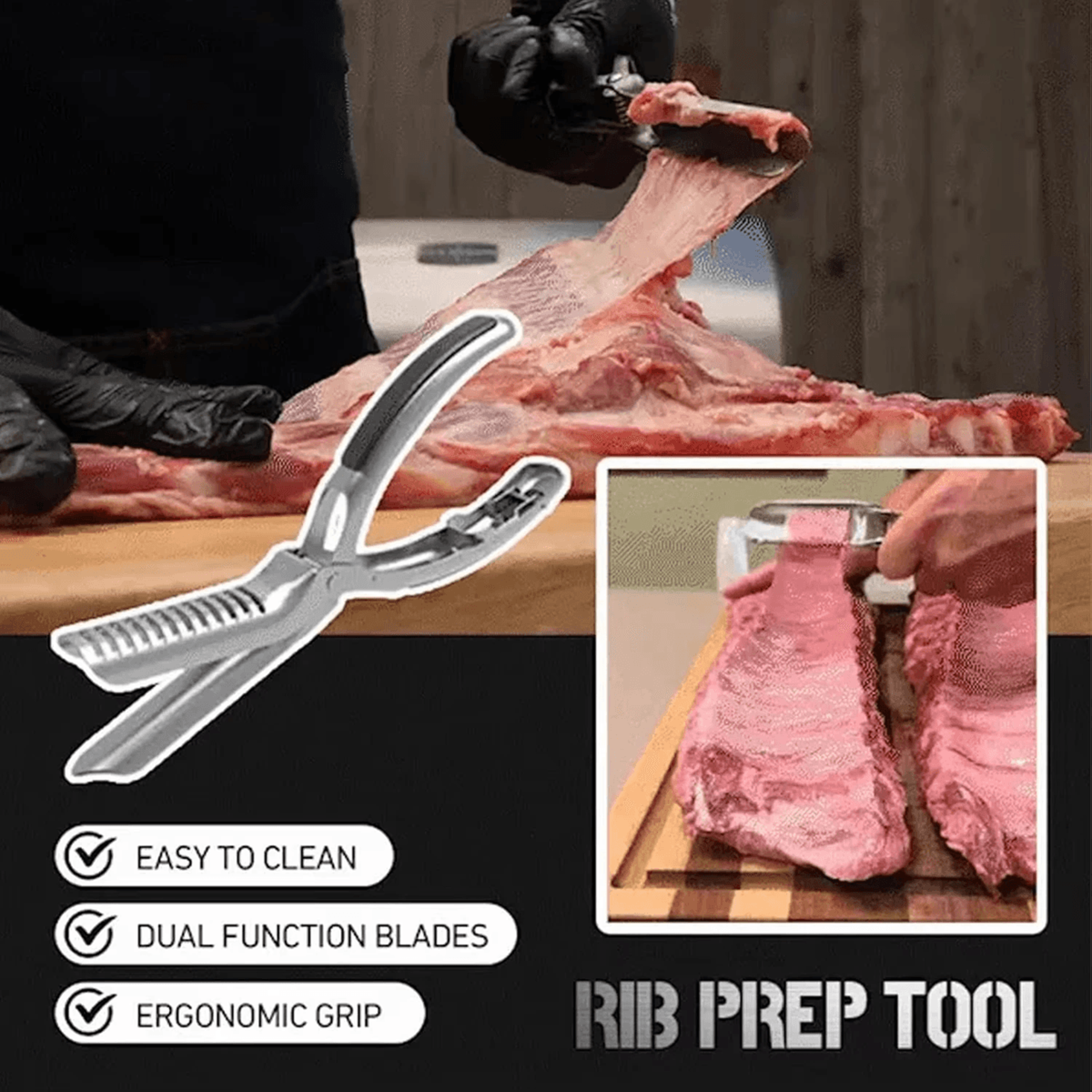 BBQ Rib Skinner Stainless Steel Rib Membrane Remover Tool 0
