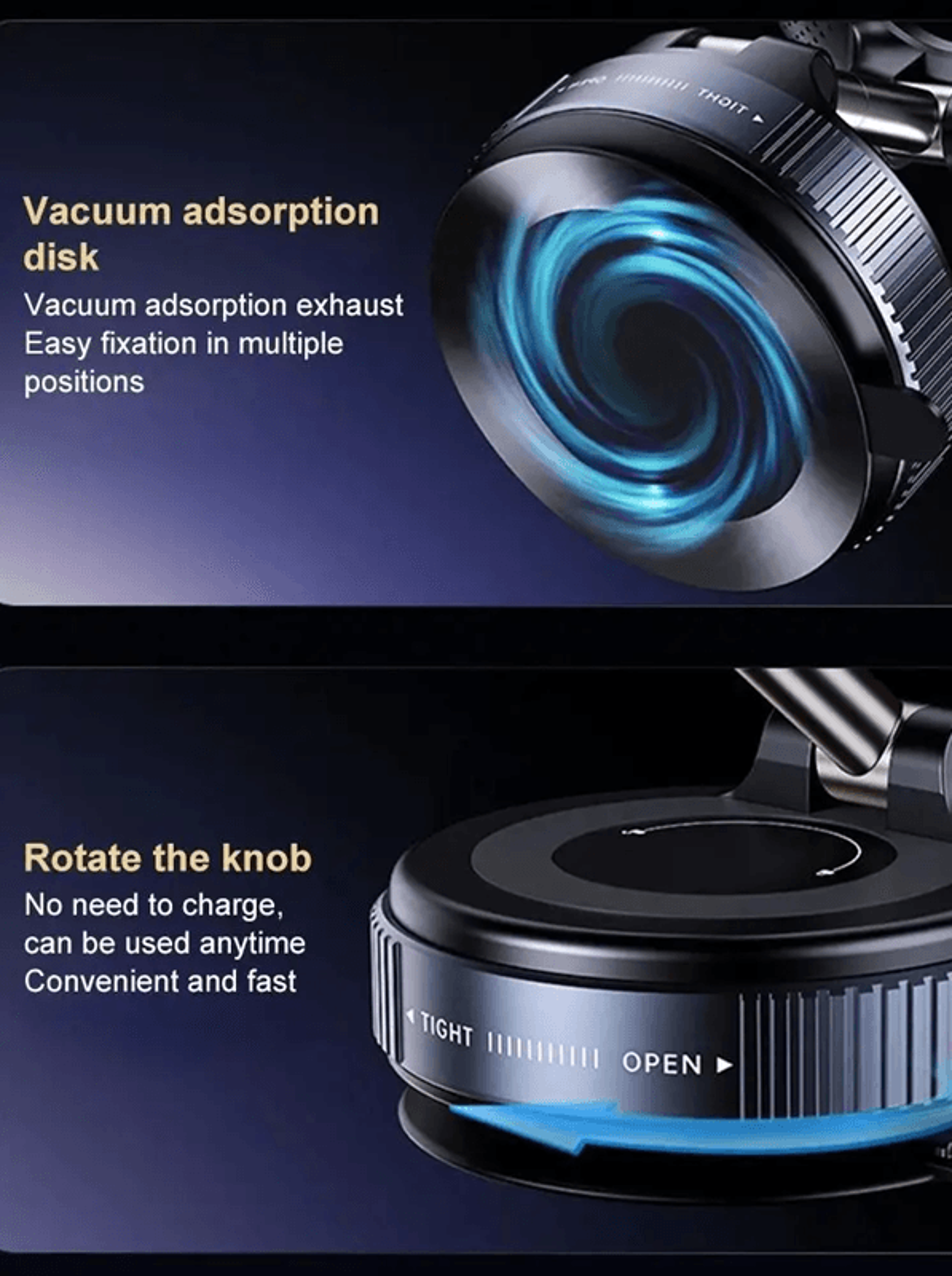 360 Degree Magnetic Car Dashboard Phone Holder Foldable Suction Mount 2