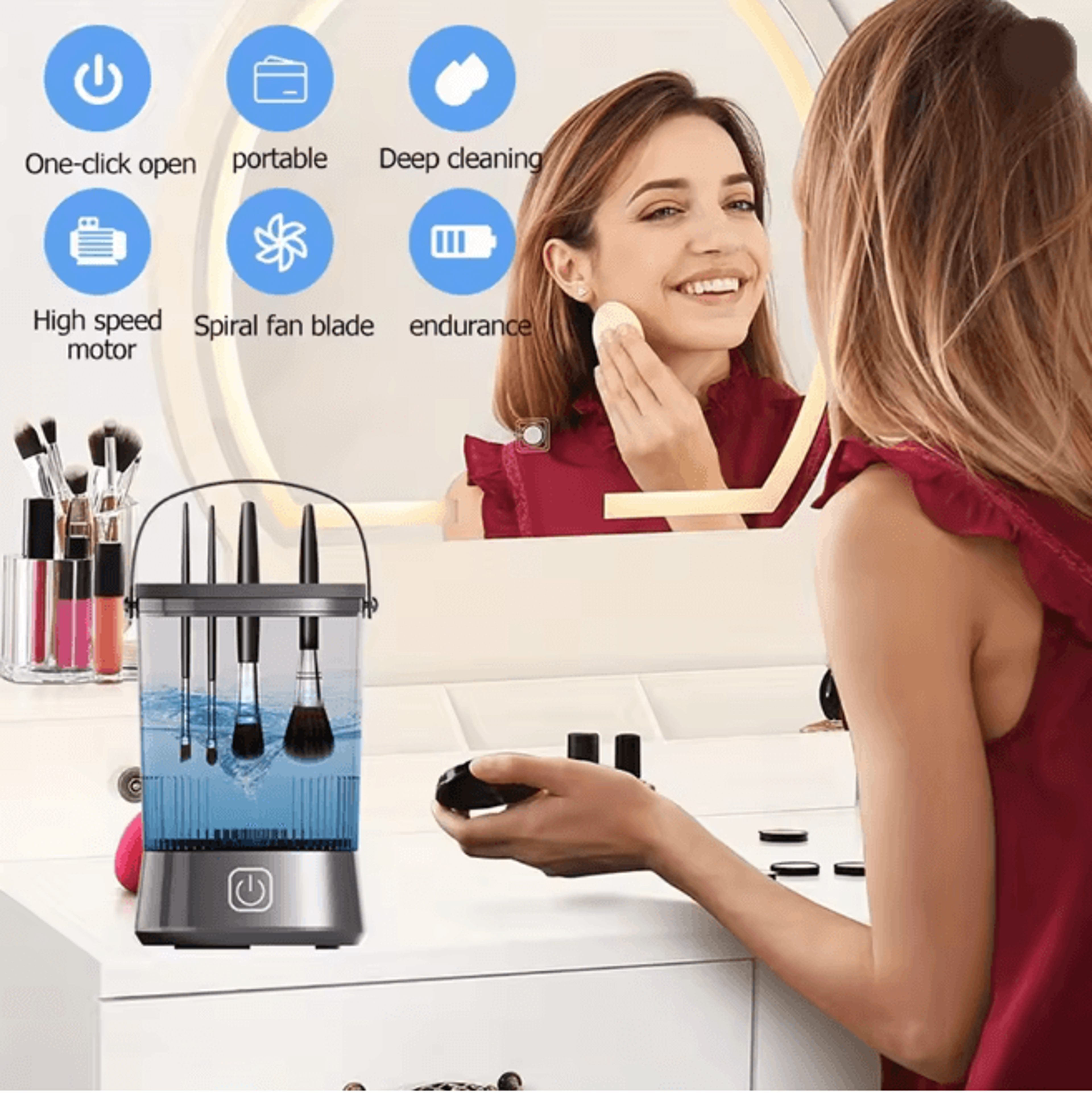 automatic electric makeup brush cleaner rechargeable washing and drying machine