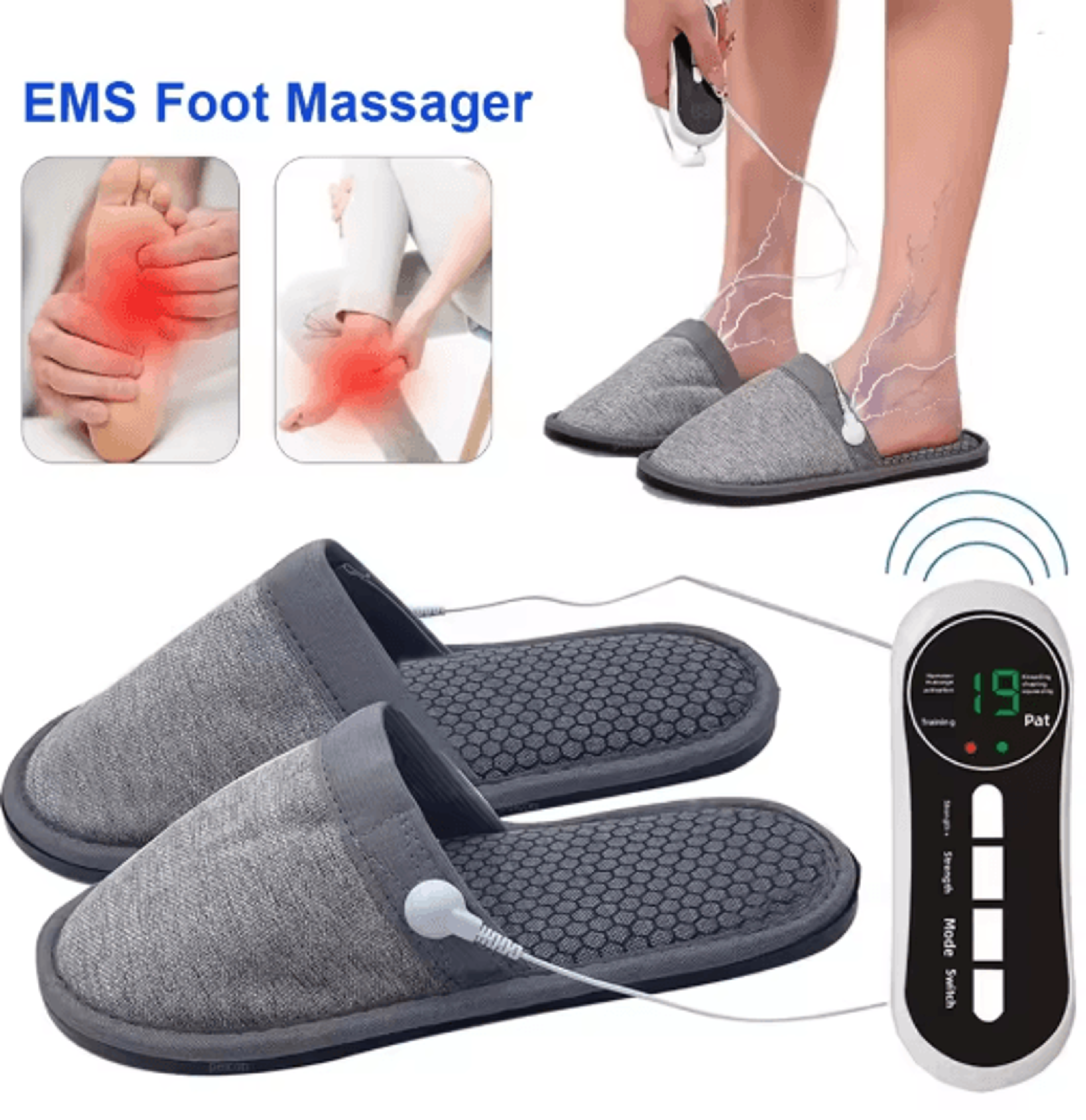 EMS Foot Massager Slippers Electric Foot Pain Relief Massage Shoes 0