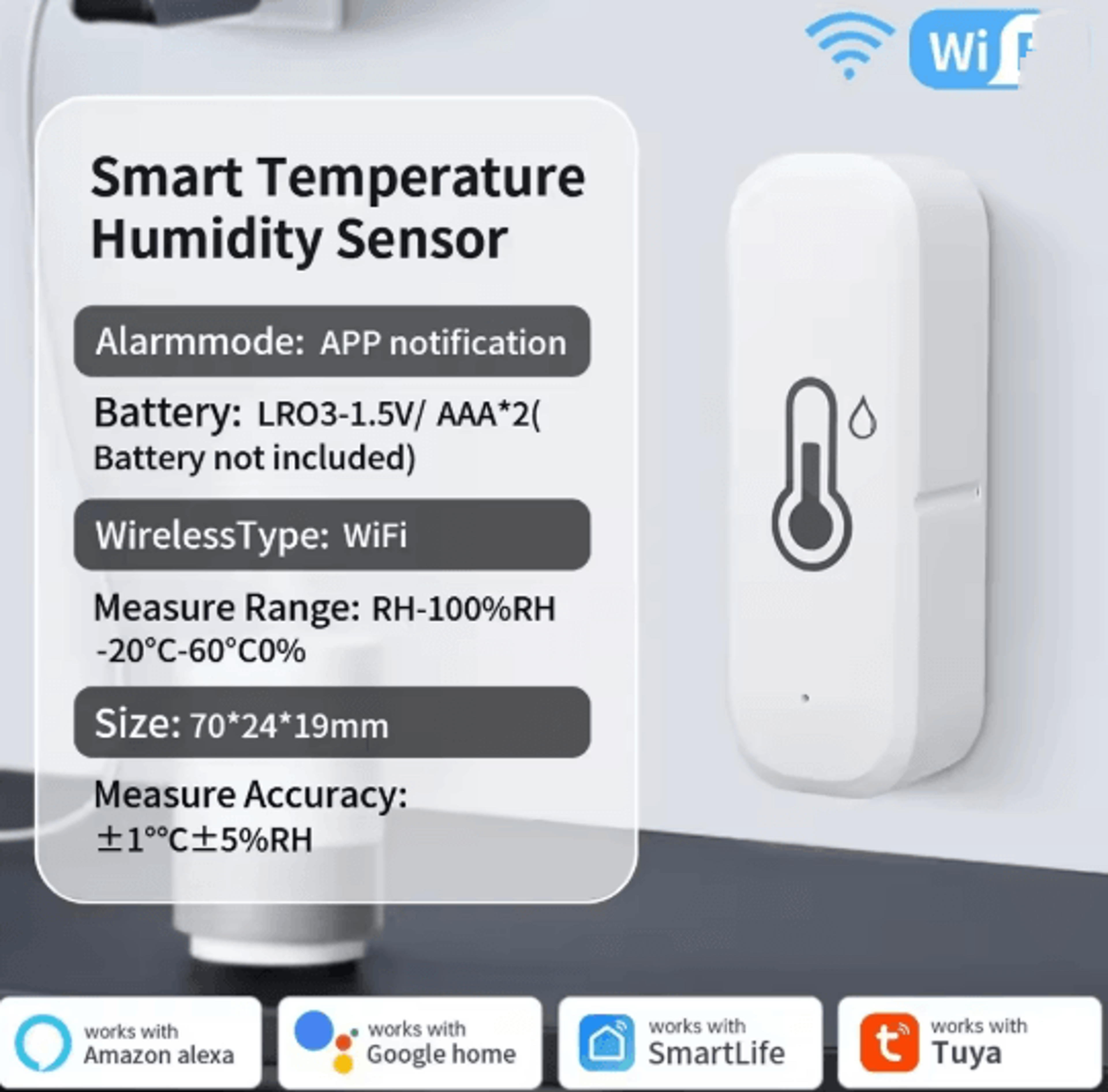Smart WiFi Temperature And Humidity Sensor ZigBee Indoor Hygrometer Thermometer 3