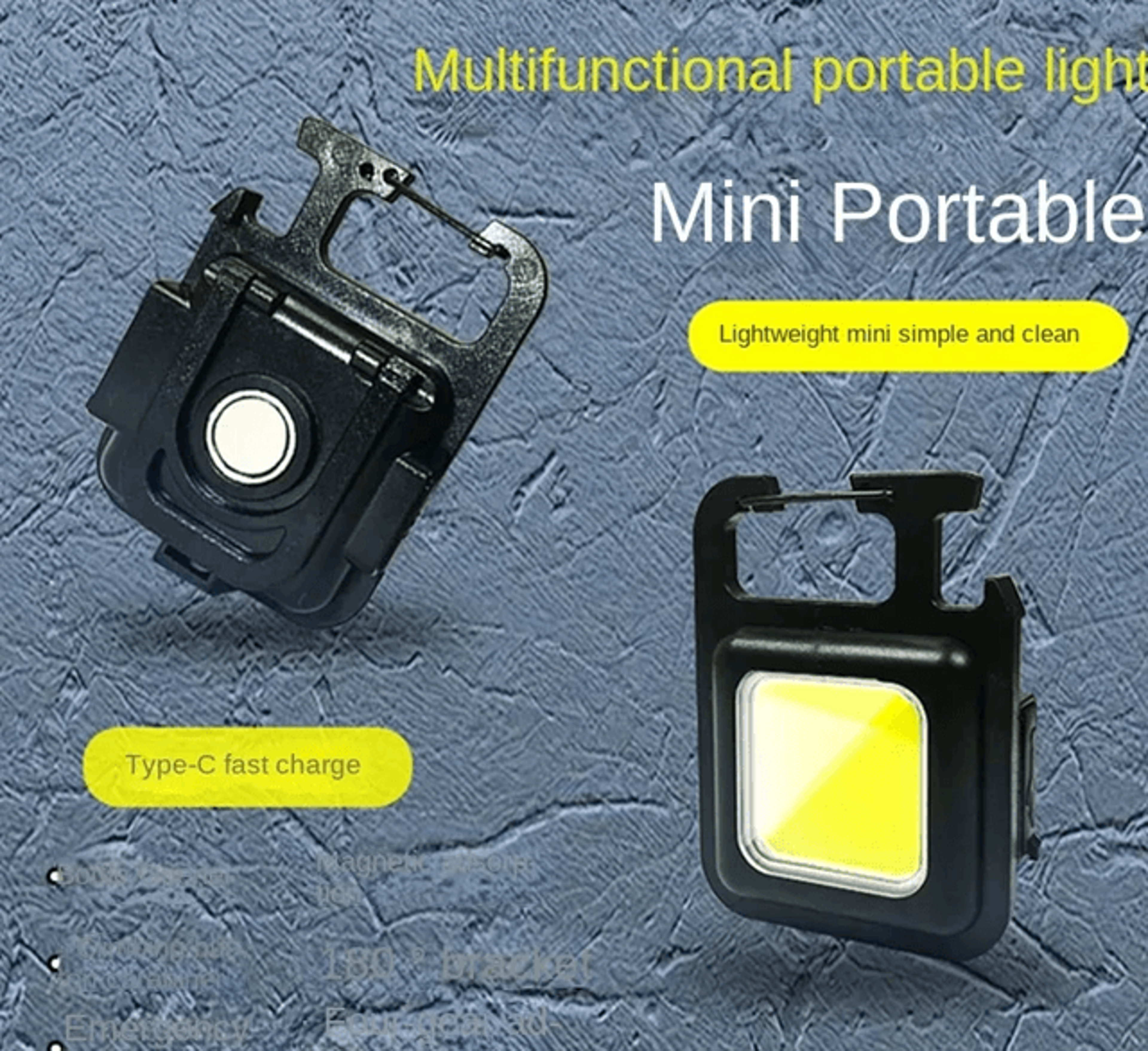 Mini LED Flashlight Keychain USB Rechargeable COB Camping Work Light 1