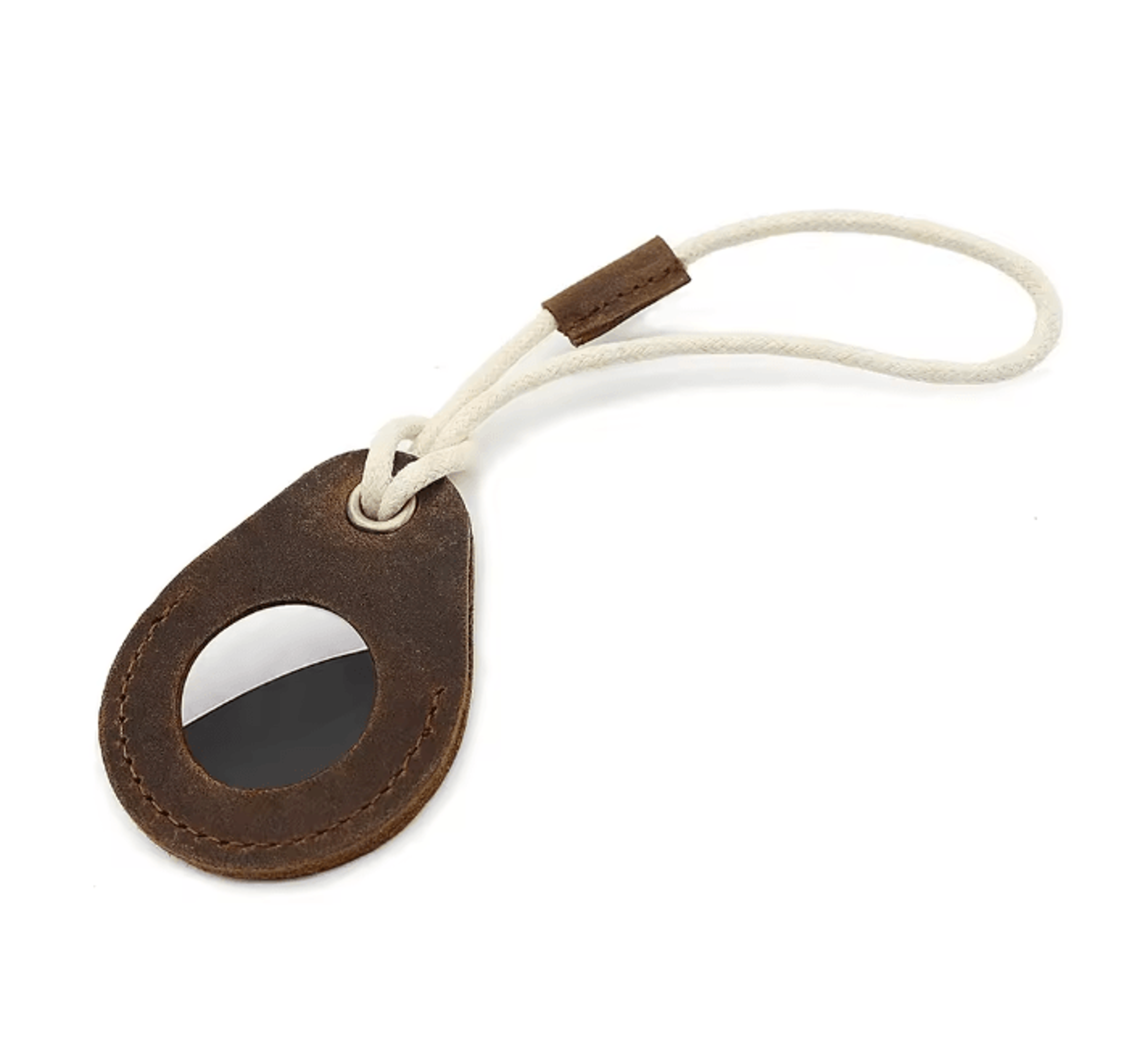 Genuine Leather AirTag Case With Keychain Protective Holder For Keys And Luggage 5