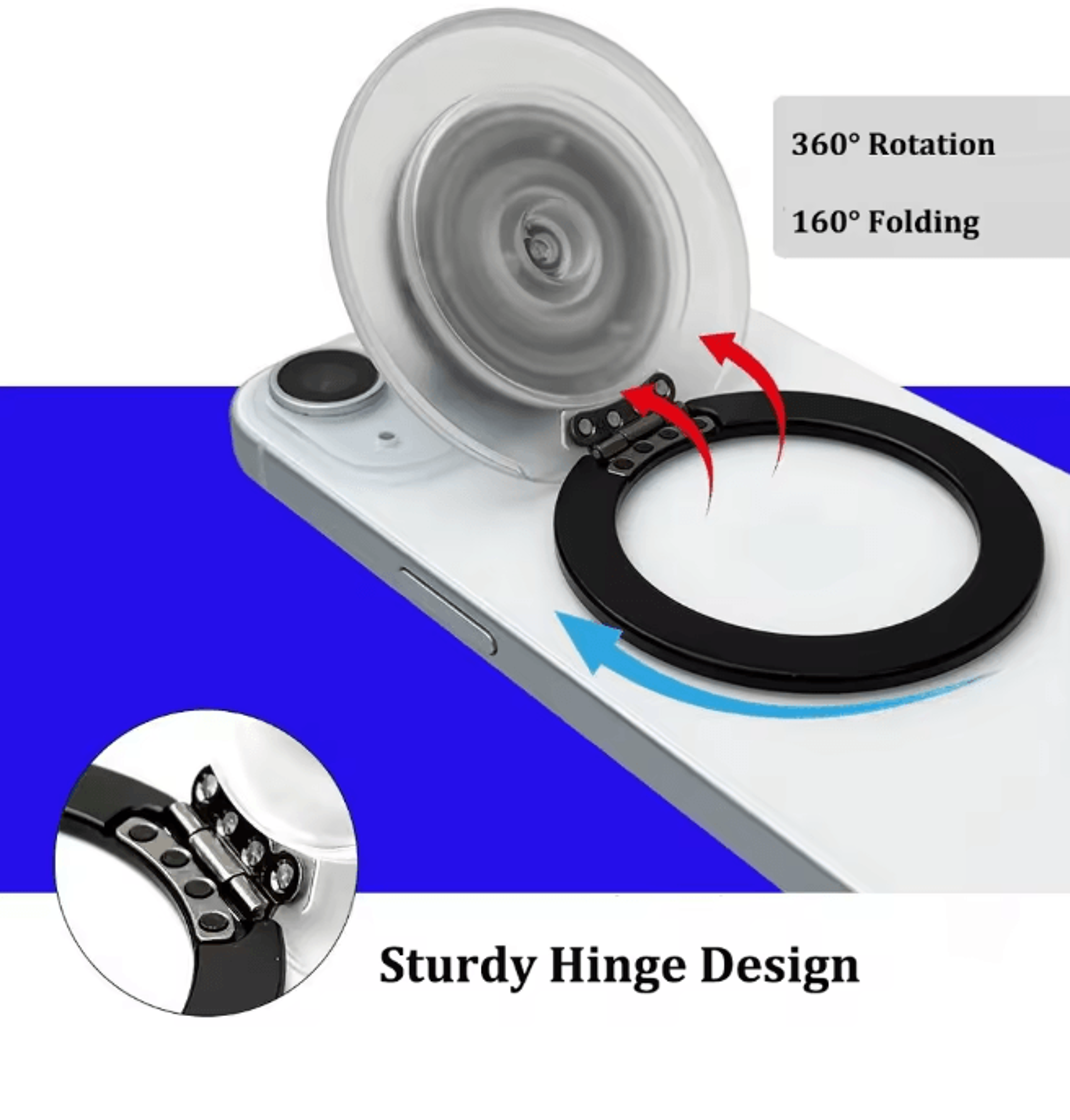 Magnetic Phone Grip Holder Adjustable Stand Collapsible Ring 3