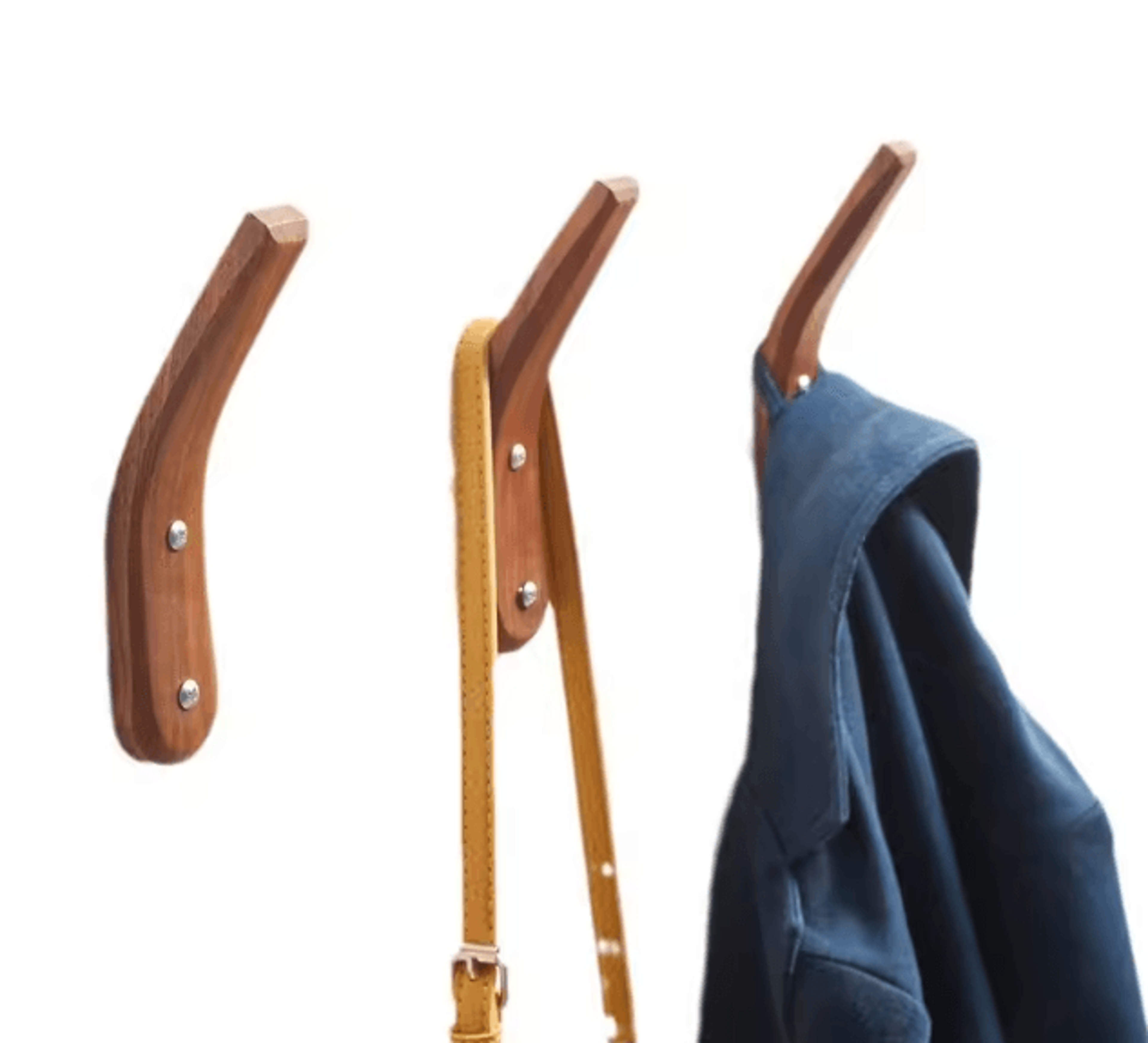 Black Walnut Solid Wood Wall Hook Minimalist Coat And Key Hanger 3