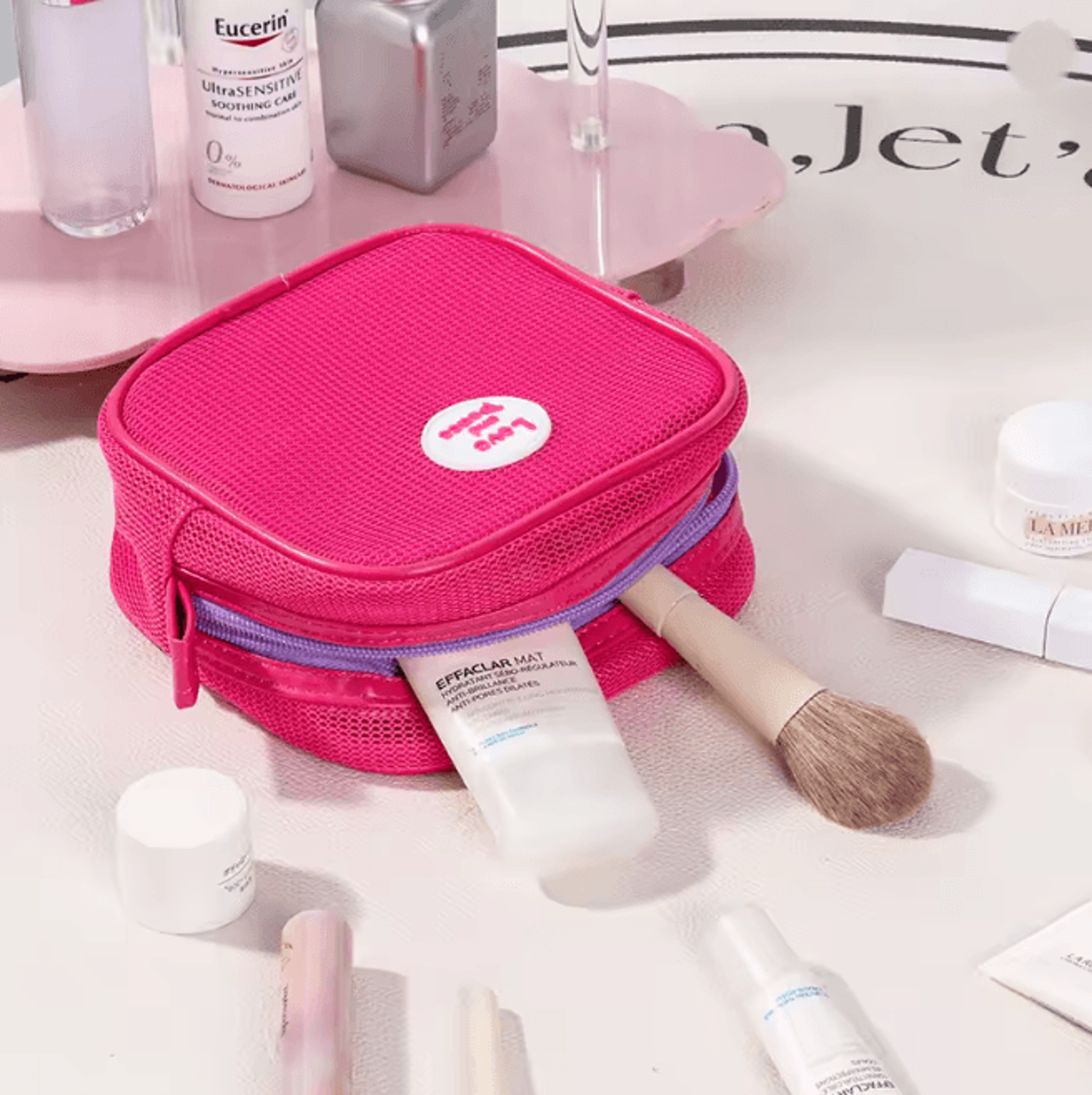 Portable Mesh Cosmetic Bag Zipper Makeup Storage Pouch 0