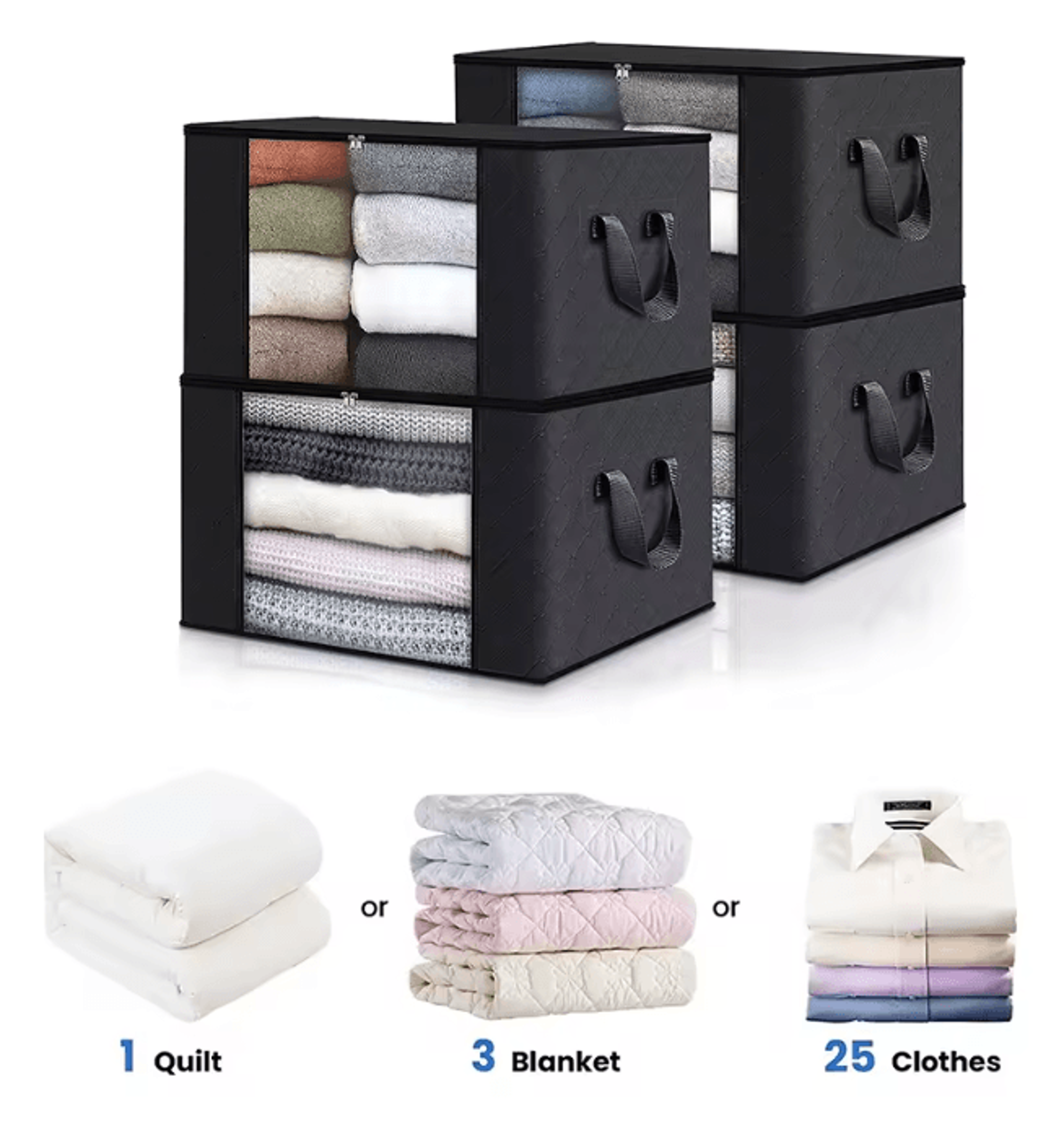 Large Capacity Foldable Storage Box Clothes Organizer With Handles 0