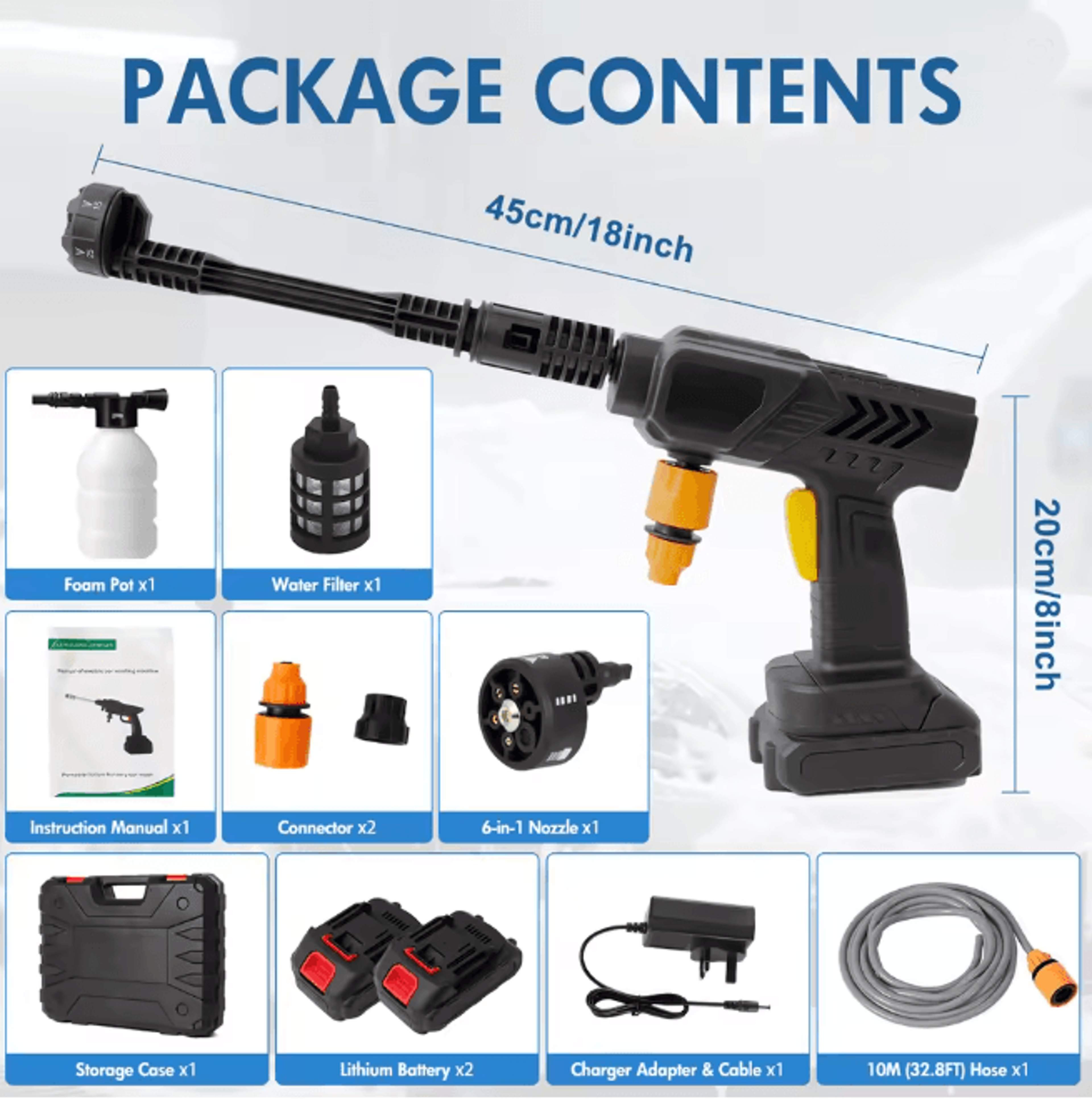 Cordless Pressure Washer Gun Portable High Power Electric Cleaner With Battery 2