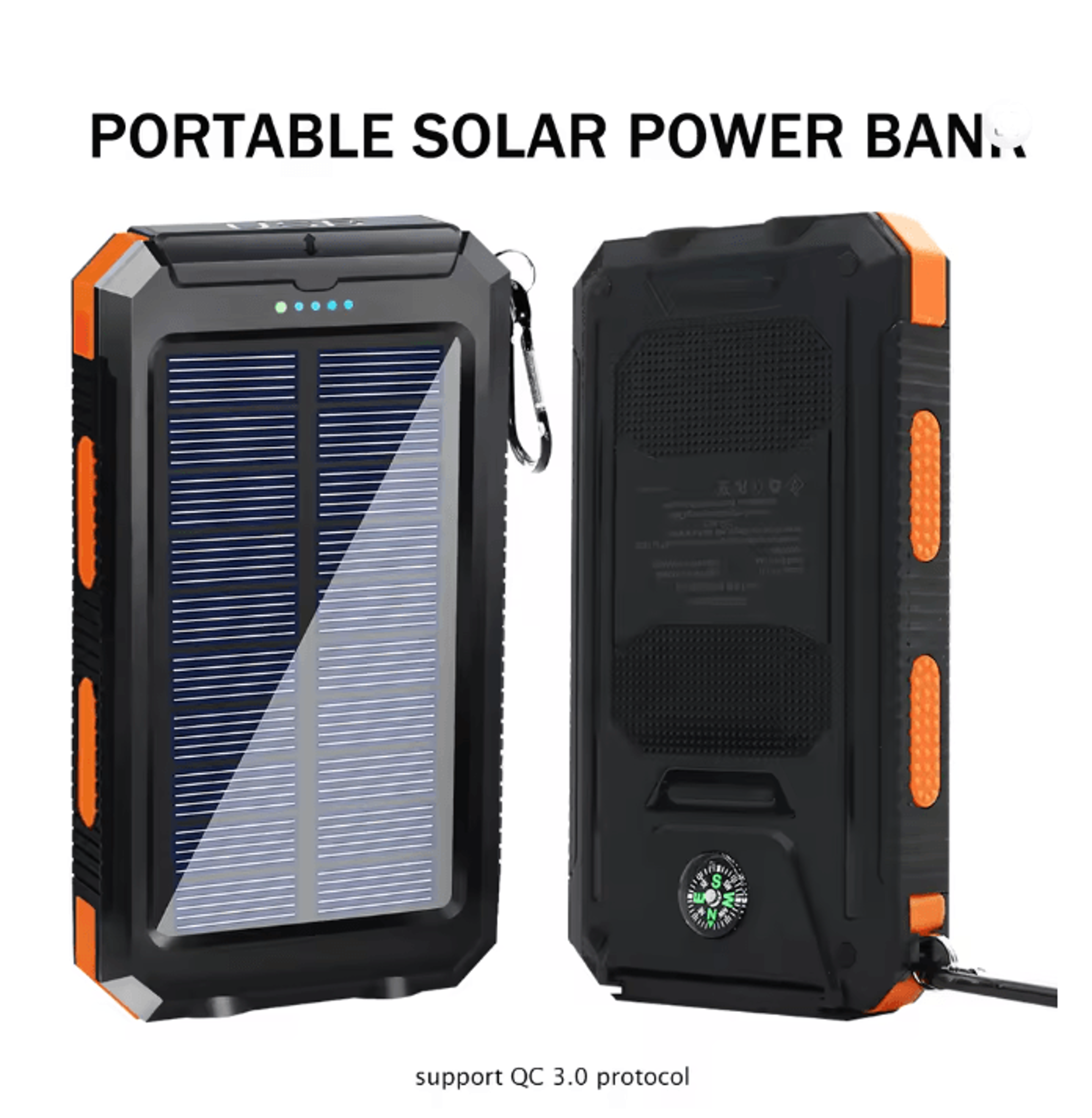 20000mAh Solar Power Bank Waterproof Portable Charger For Outdoor Use 0