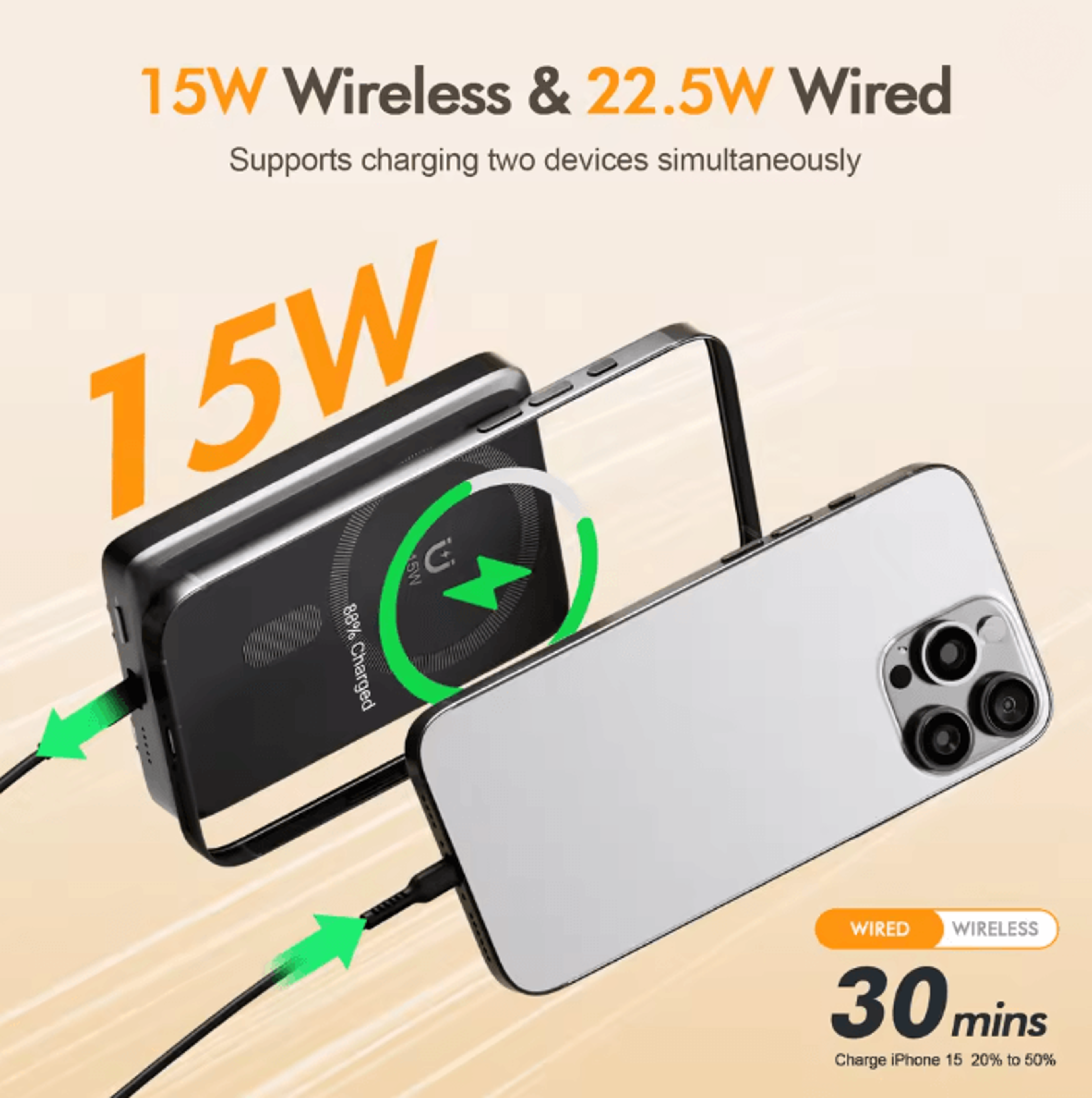 Magnetic Wireless Power Bank Fast Charging Portable Charger For IPhone 1