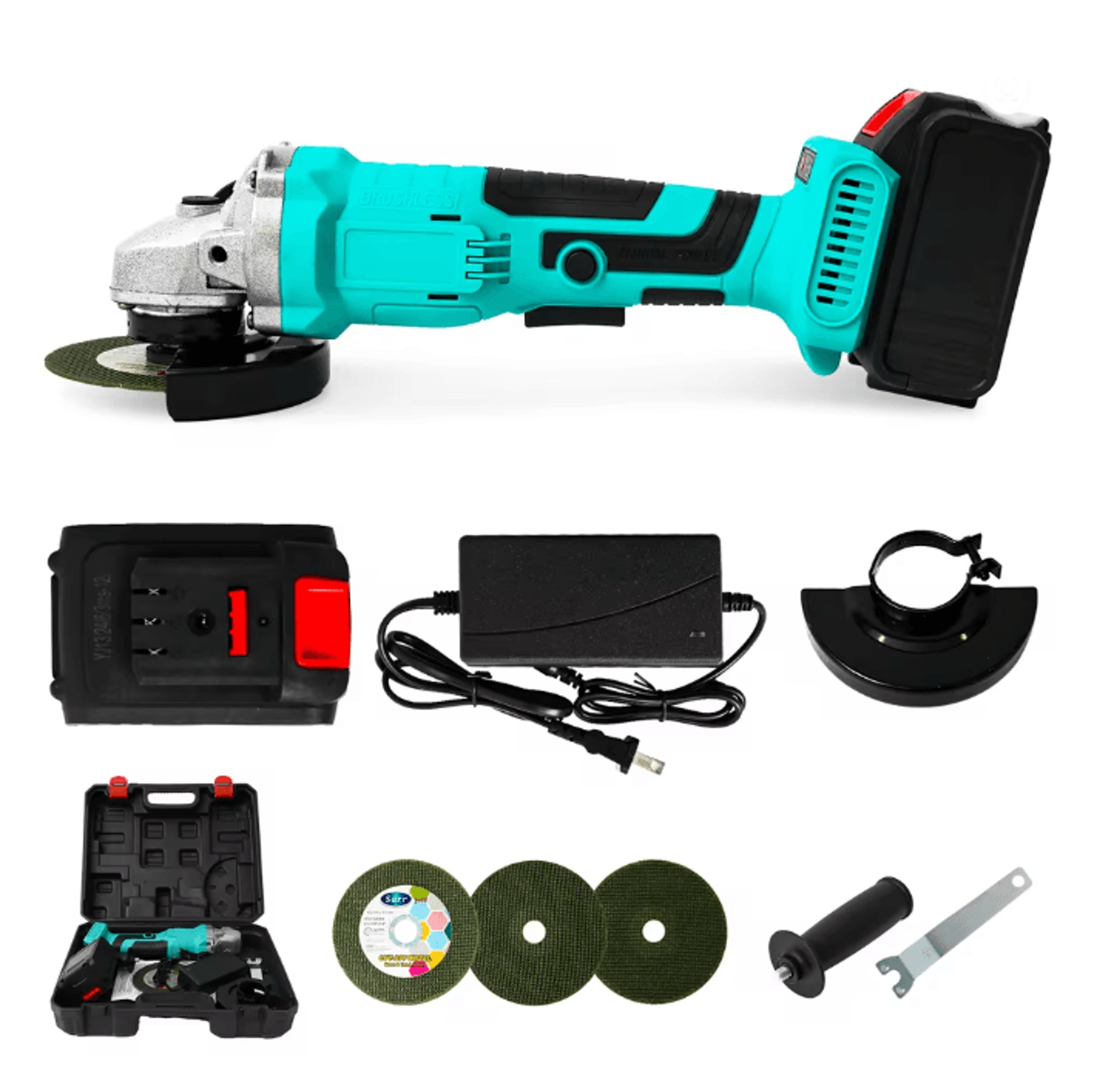 Cordless Angle Grinder Brushless Power Tool Kit With Dual Batteries 4