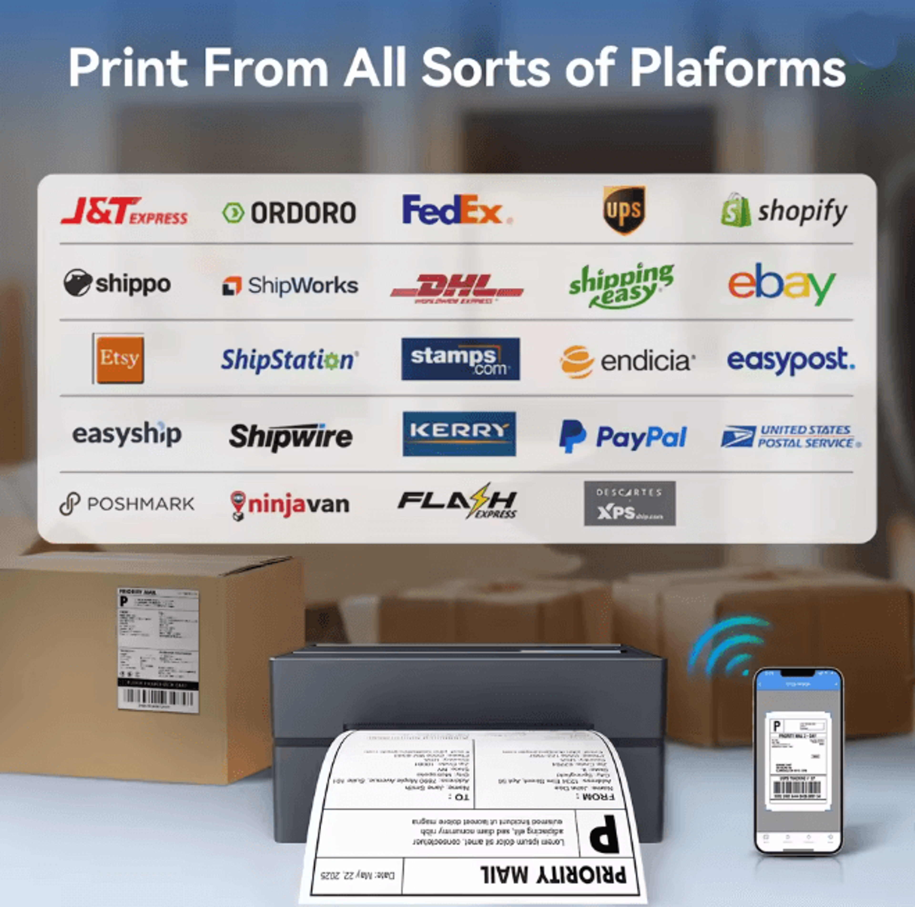 Portable Thermal Label Printer 4x6 Inkless Shipping Label Printer For Small Business 3