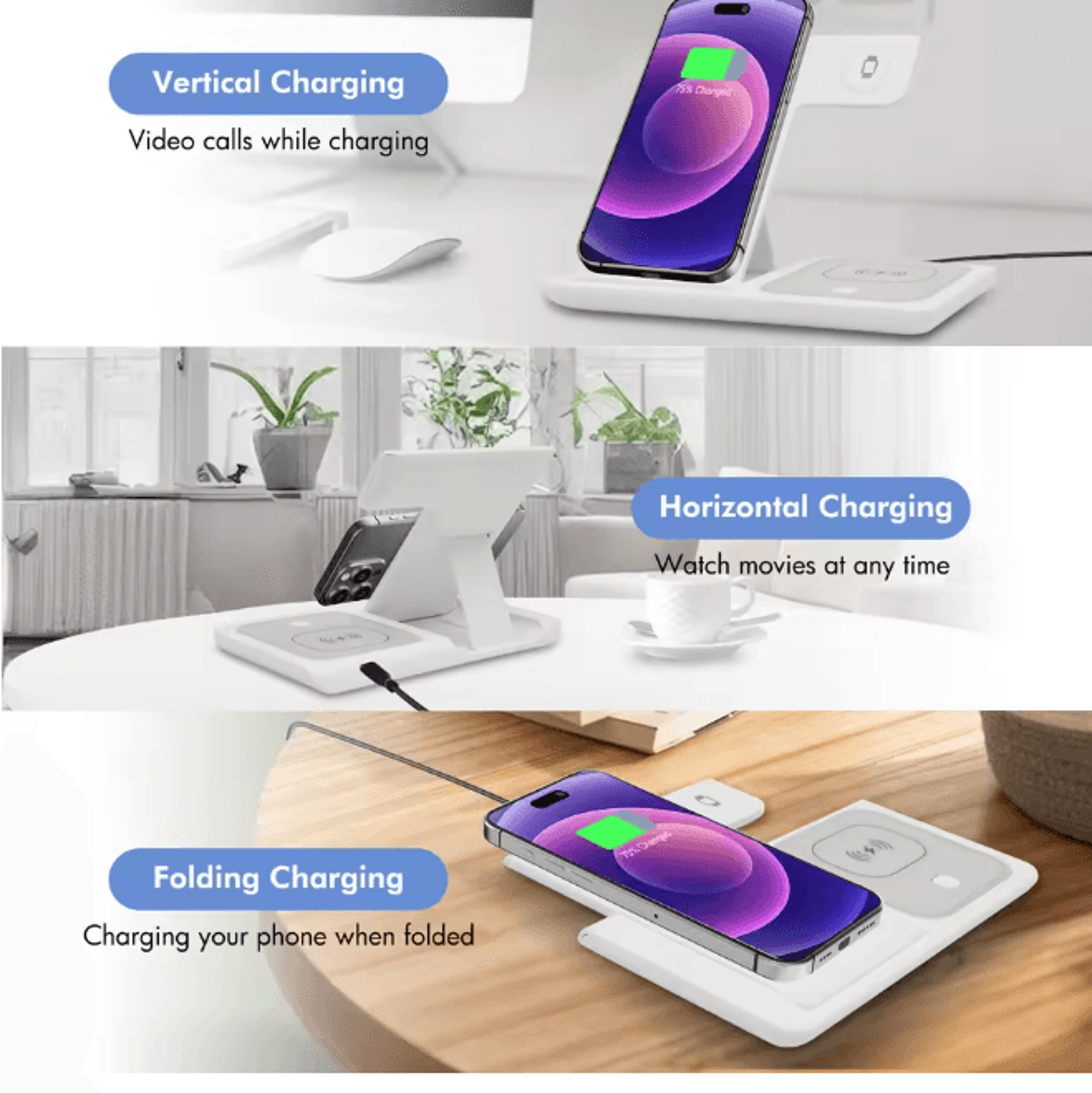 3 In 1 Magnetic Wireless Charging Station Fast Charger For IPhone Watch And AirPods 2