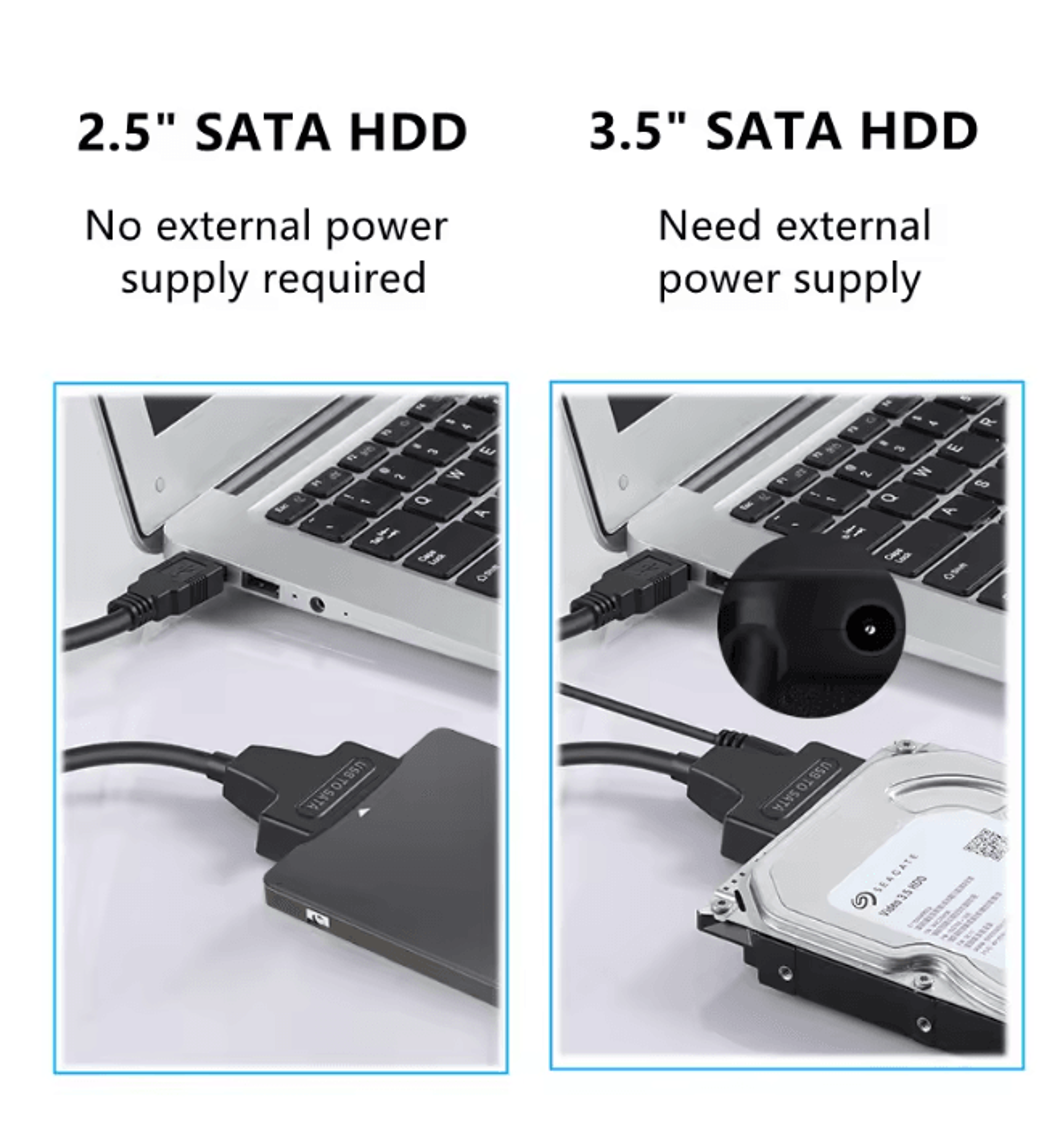 SATA To USB 30 Adapter Cable For SSD And HDD With Power Supply 2