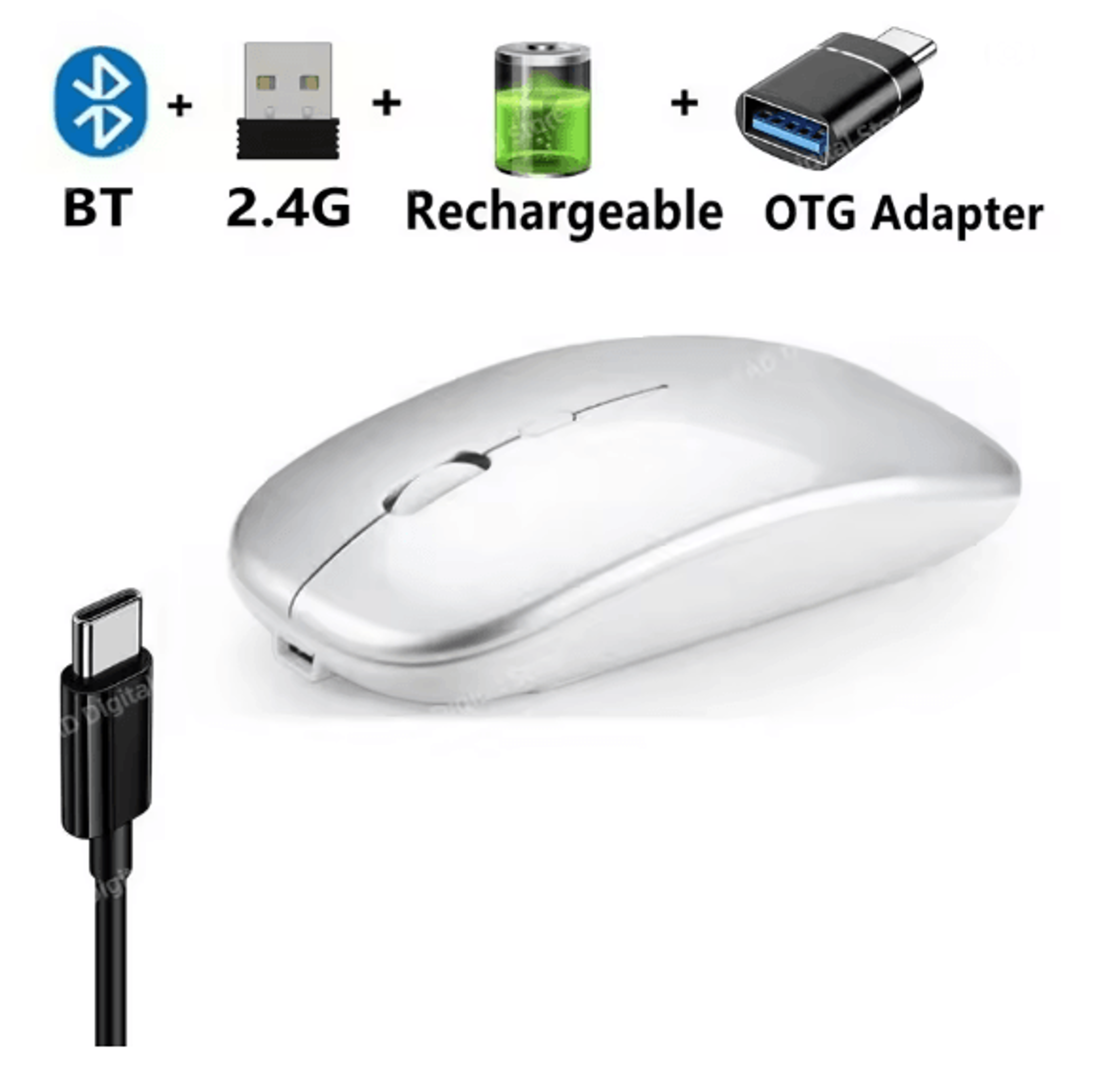 Slim Wireless Bluetooth Mouse For Laptop Desktop And IPad 5