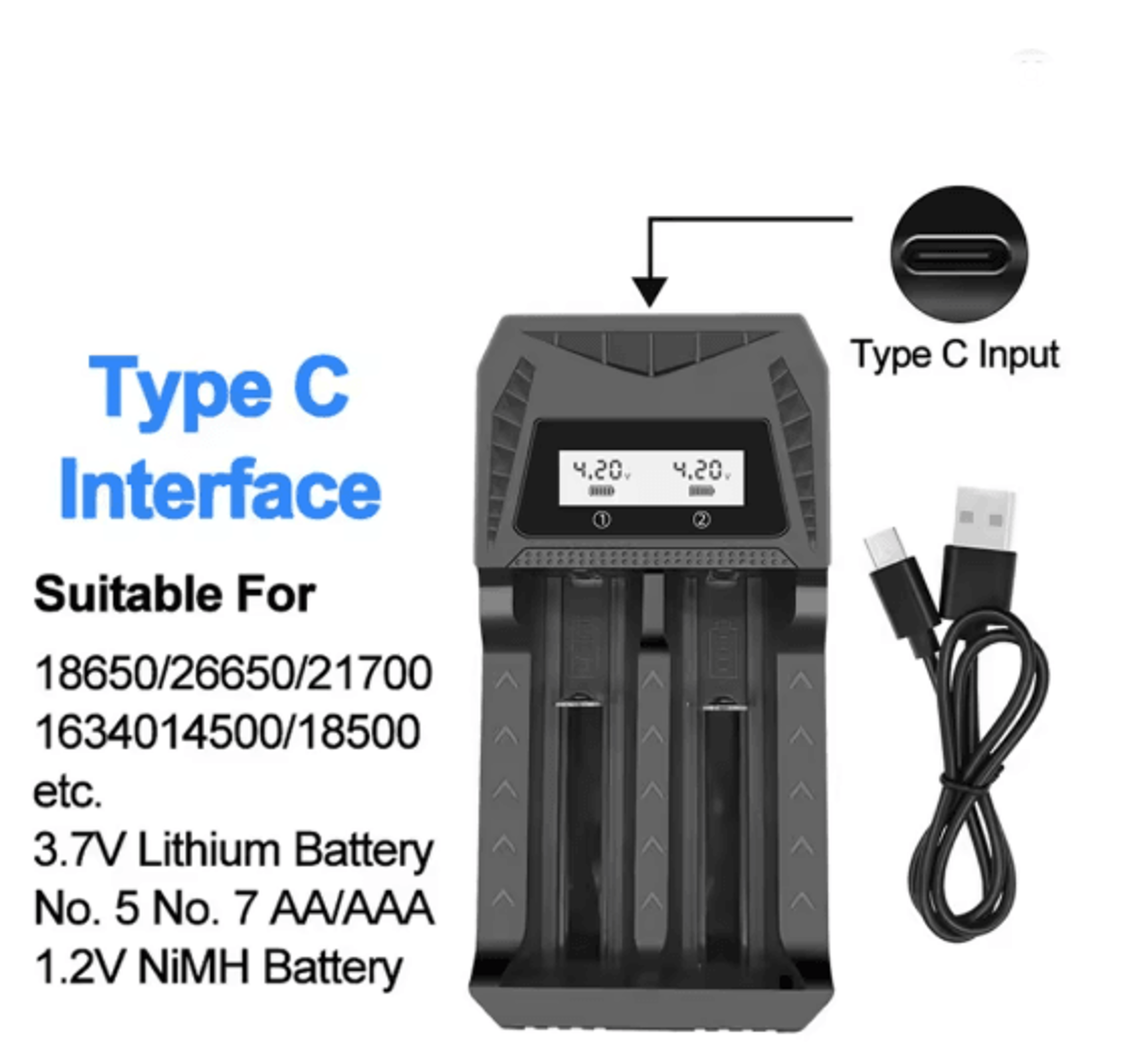 Intelligent LCD Battery Charger For 18650 AA And AAA Batteries 4