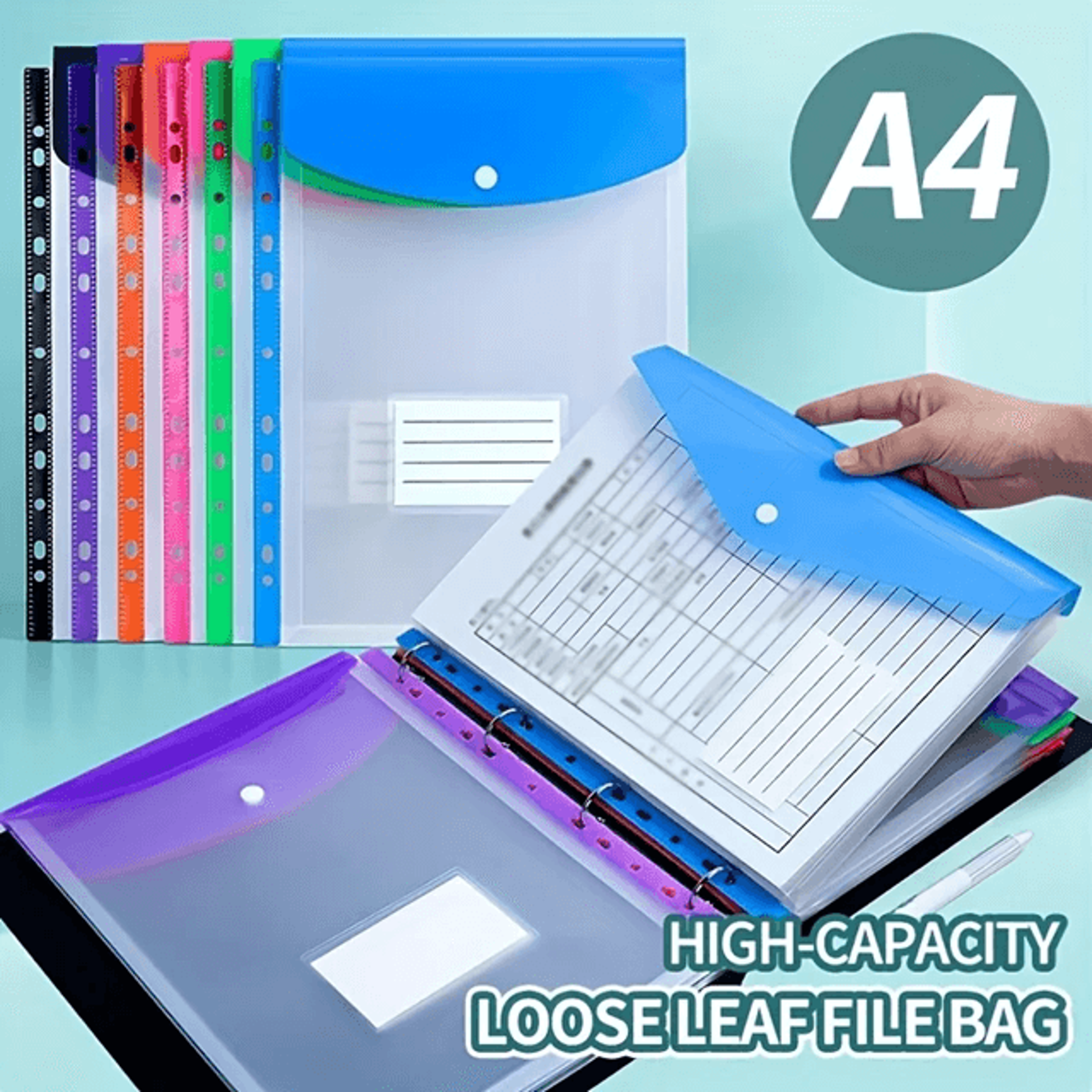 Large Capacity A4 Loose Leaf Folder Set With Button Closure 1
