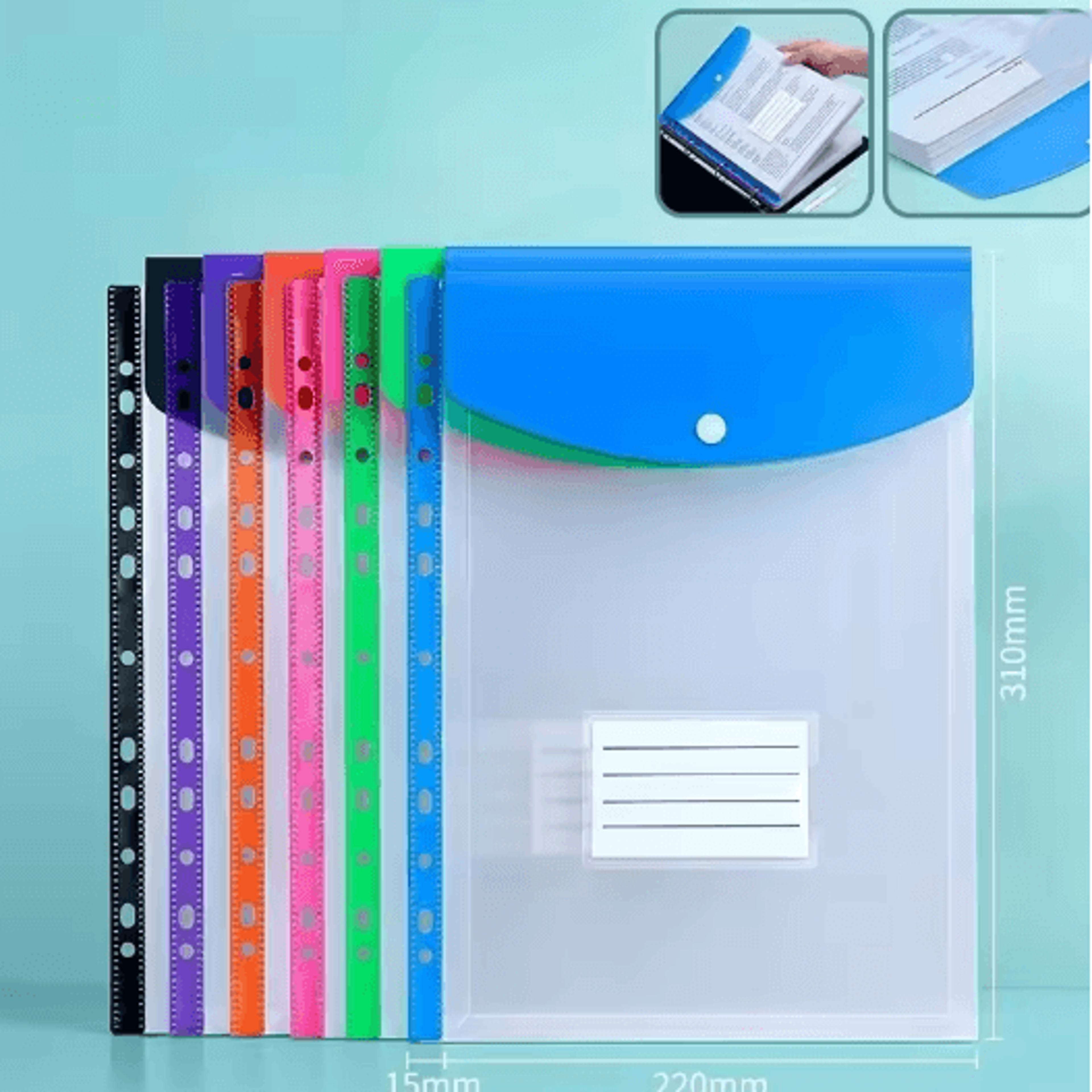 Large Capacity A4 Loose Leaf Folder Set With Button Closure 3
