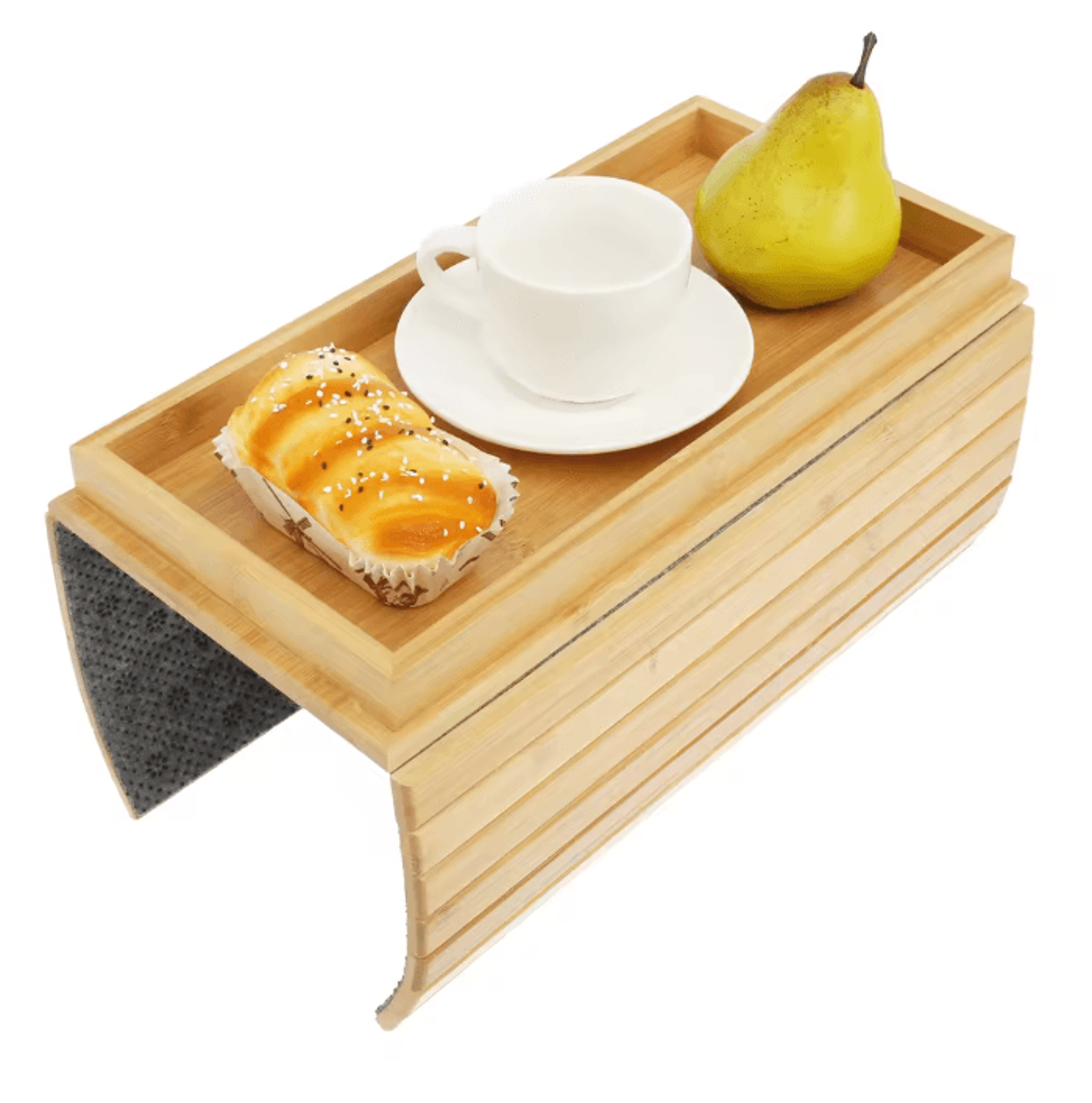 BambooGrip Couch Cup Holder Sofa Armrest Tray Anti Slip Foldable Organizer 7