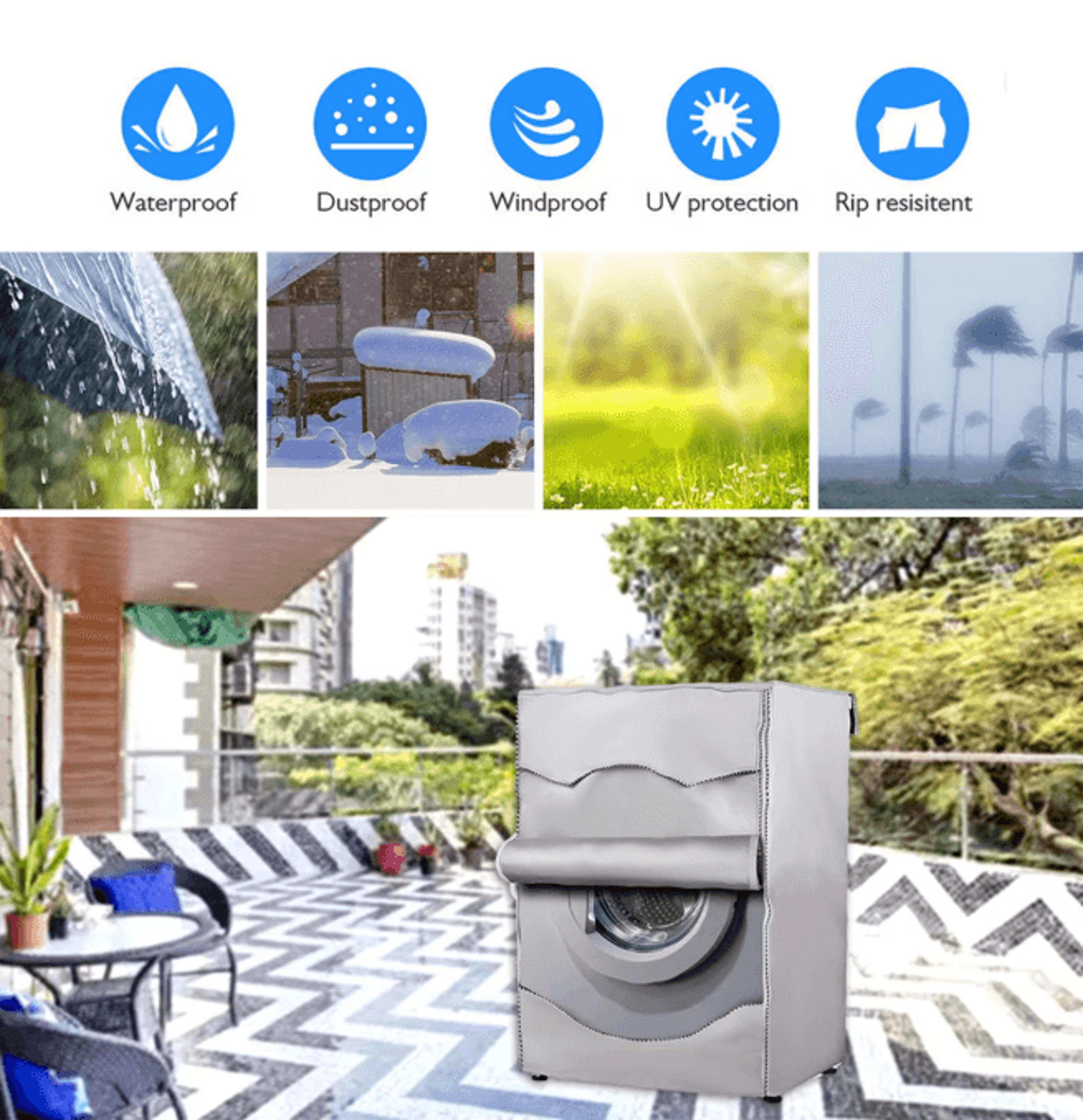 ShieldPro Waterproof Washing Machine Cover Dustproof Sun Protection Laundry Protector 2