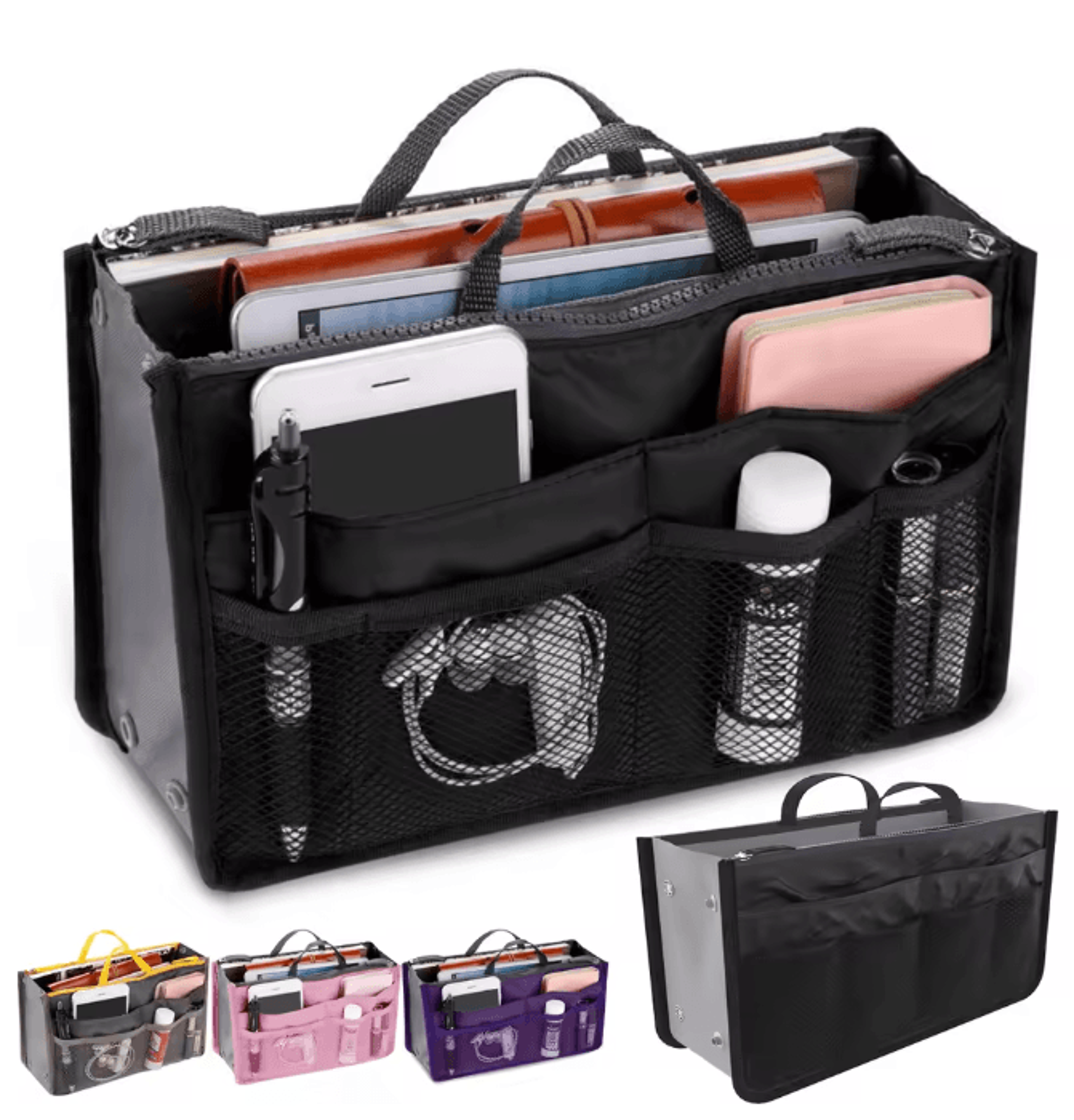 OrganizeEase Handbag Insert Organizer Nylon Purse Liner Travel Tote 0