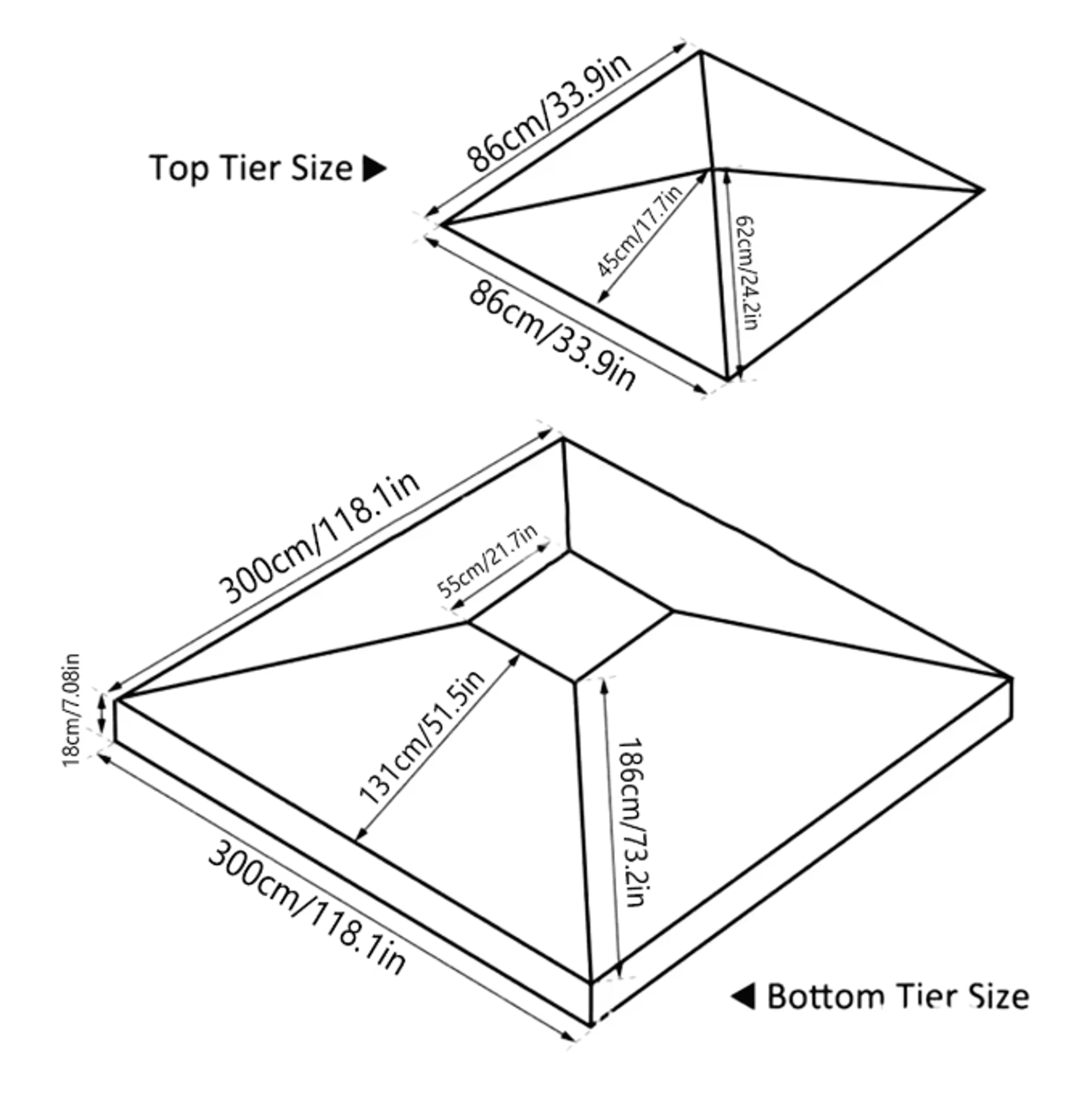 GardenShade Gazebo Canopy Replacement Top 3x3M Outdoor Patio Roof Cover 3