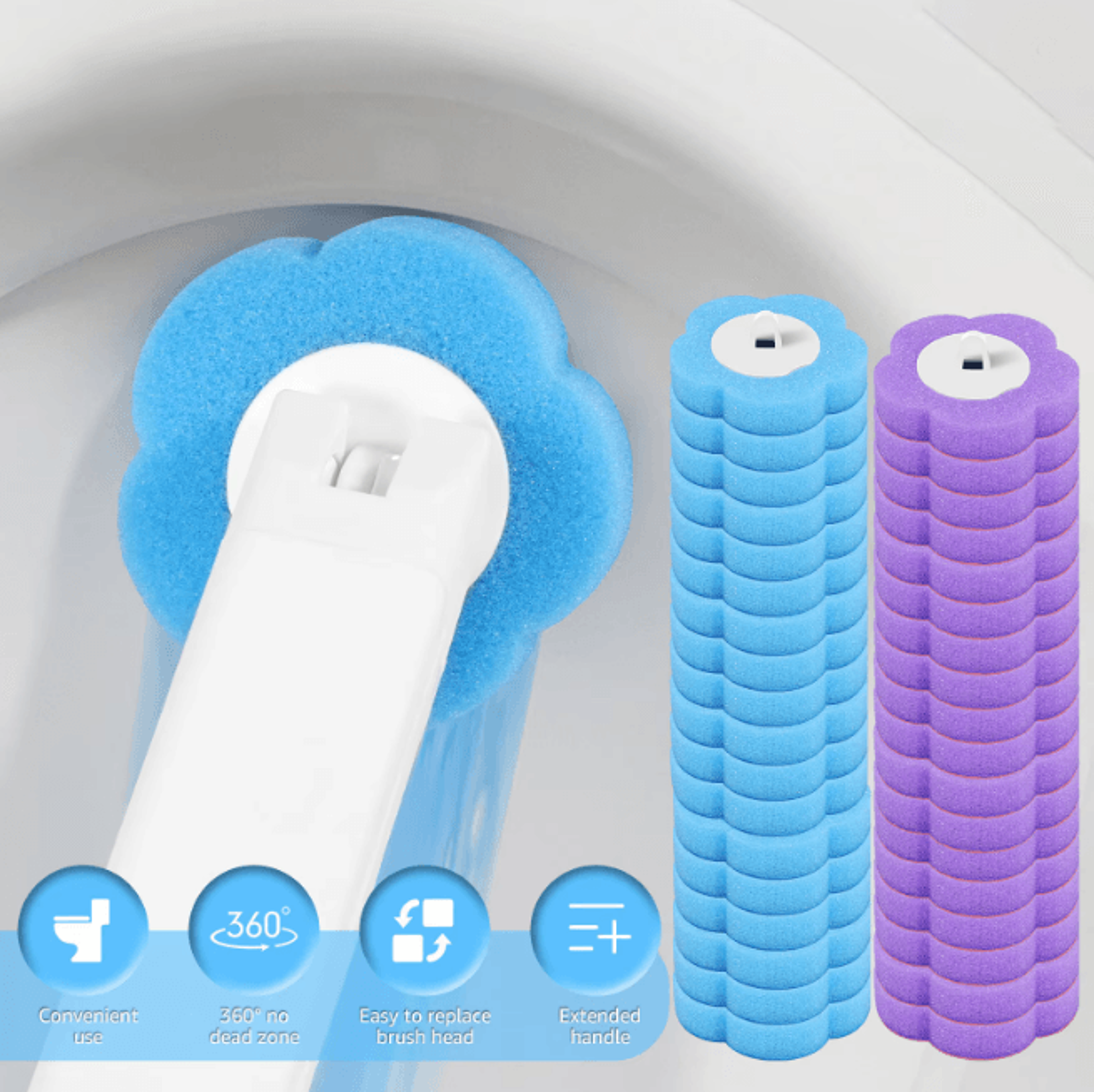 CleanSnap Disposable Toilet Brush Kit Long Handle Wall Mounted Cleaning Set 1