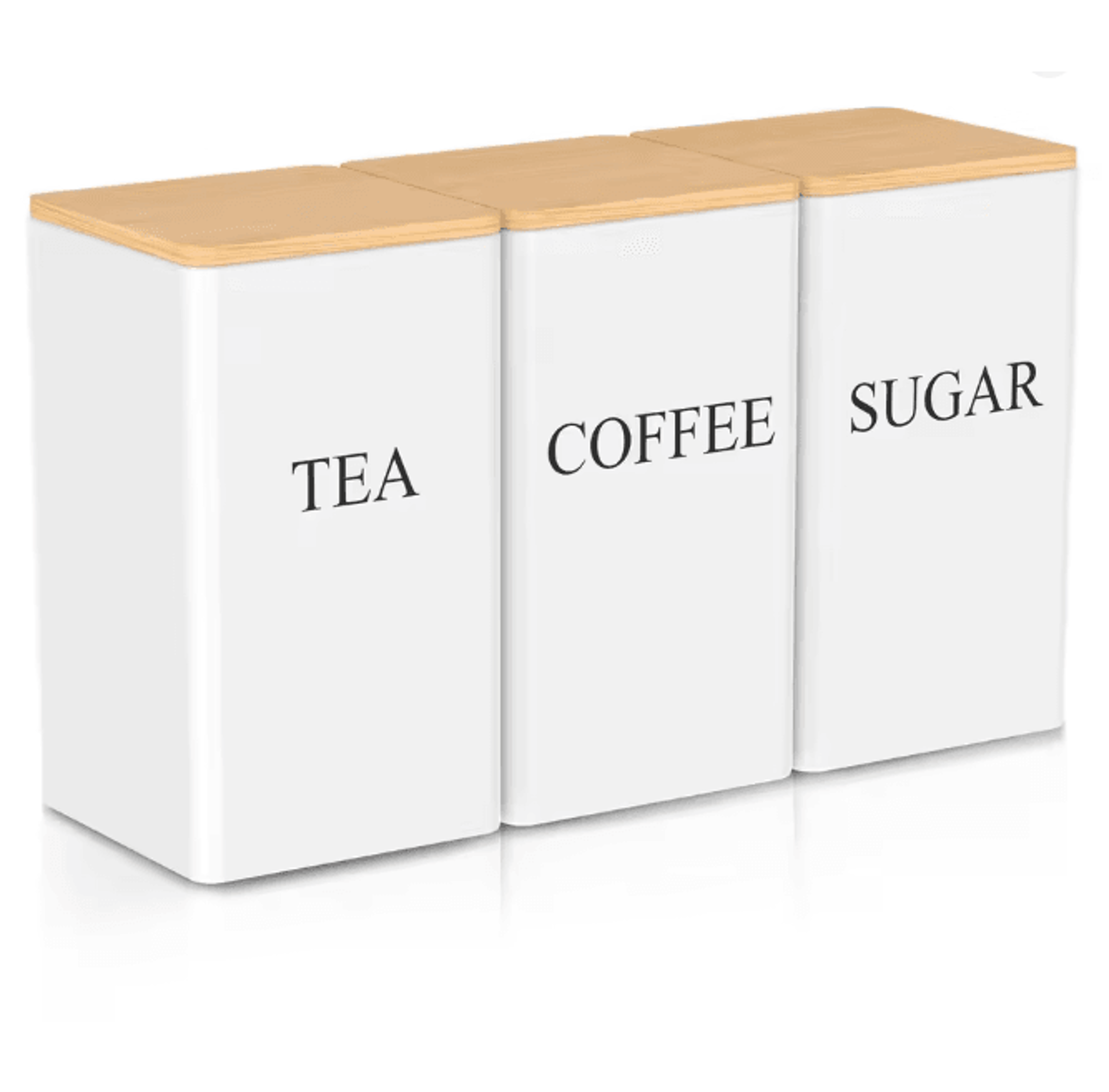 FreshSeal Coffee Storage Canisters Bamboo Lid Metal Kitchen Jar Set 4
