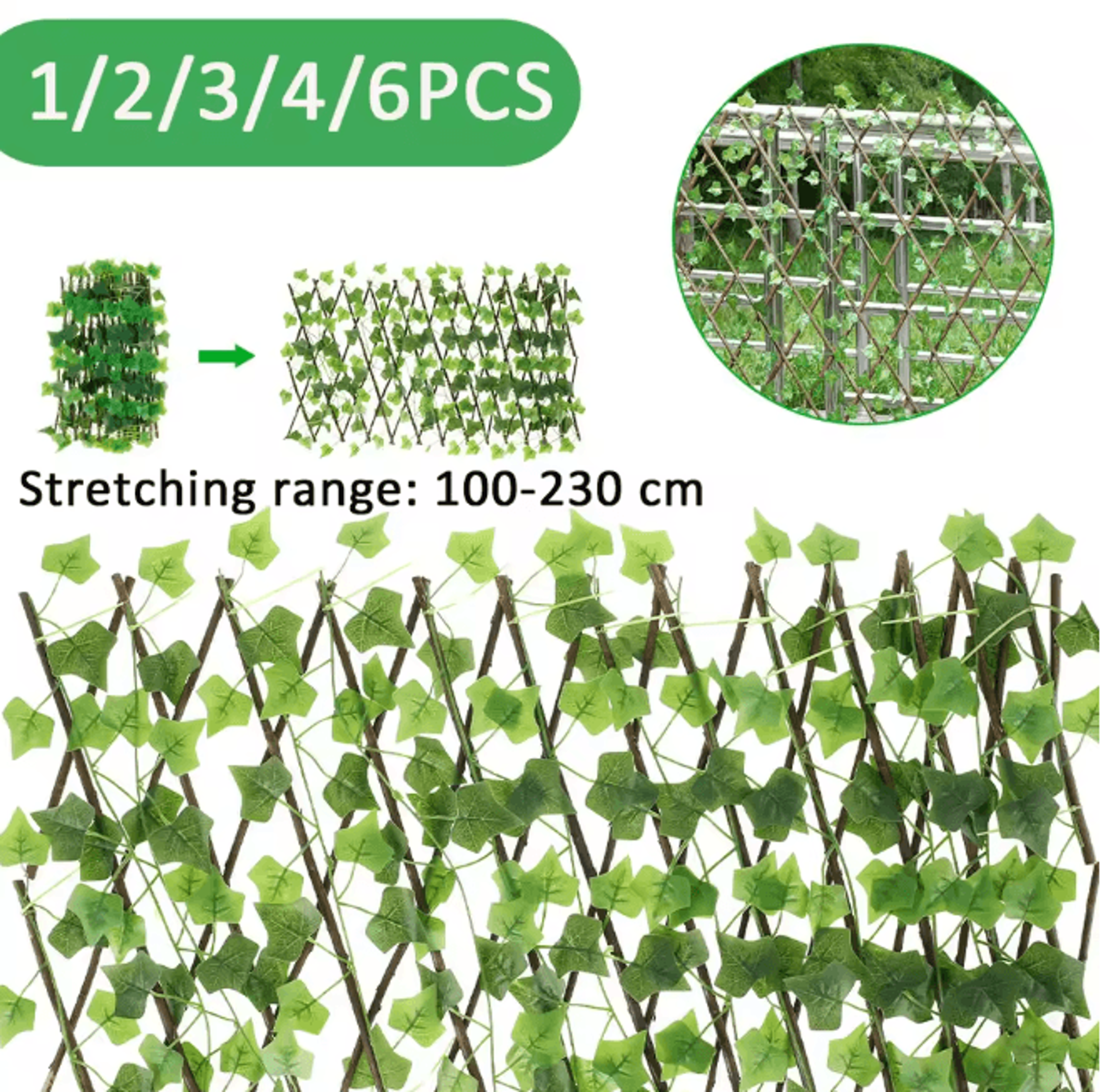 GreenHaven Expanding Garden Privacy Fence Artificial Ivy Trellis Screen 0