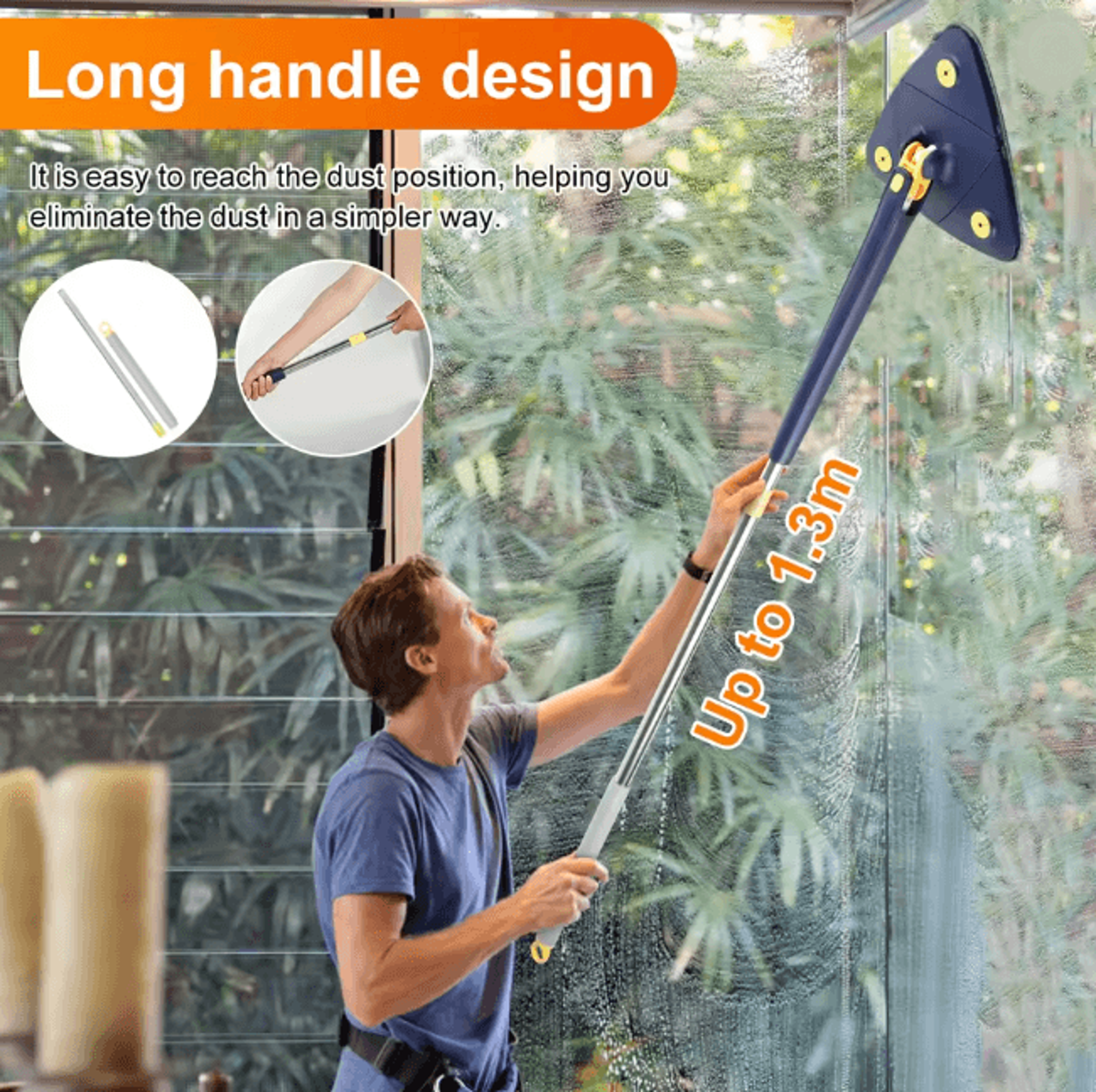 TriClean 360 Rotating Triangle Mop Self Wringing Adjustable Floor Cleaner 3