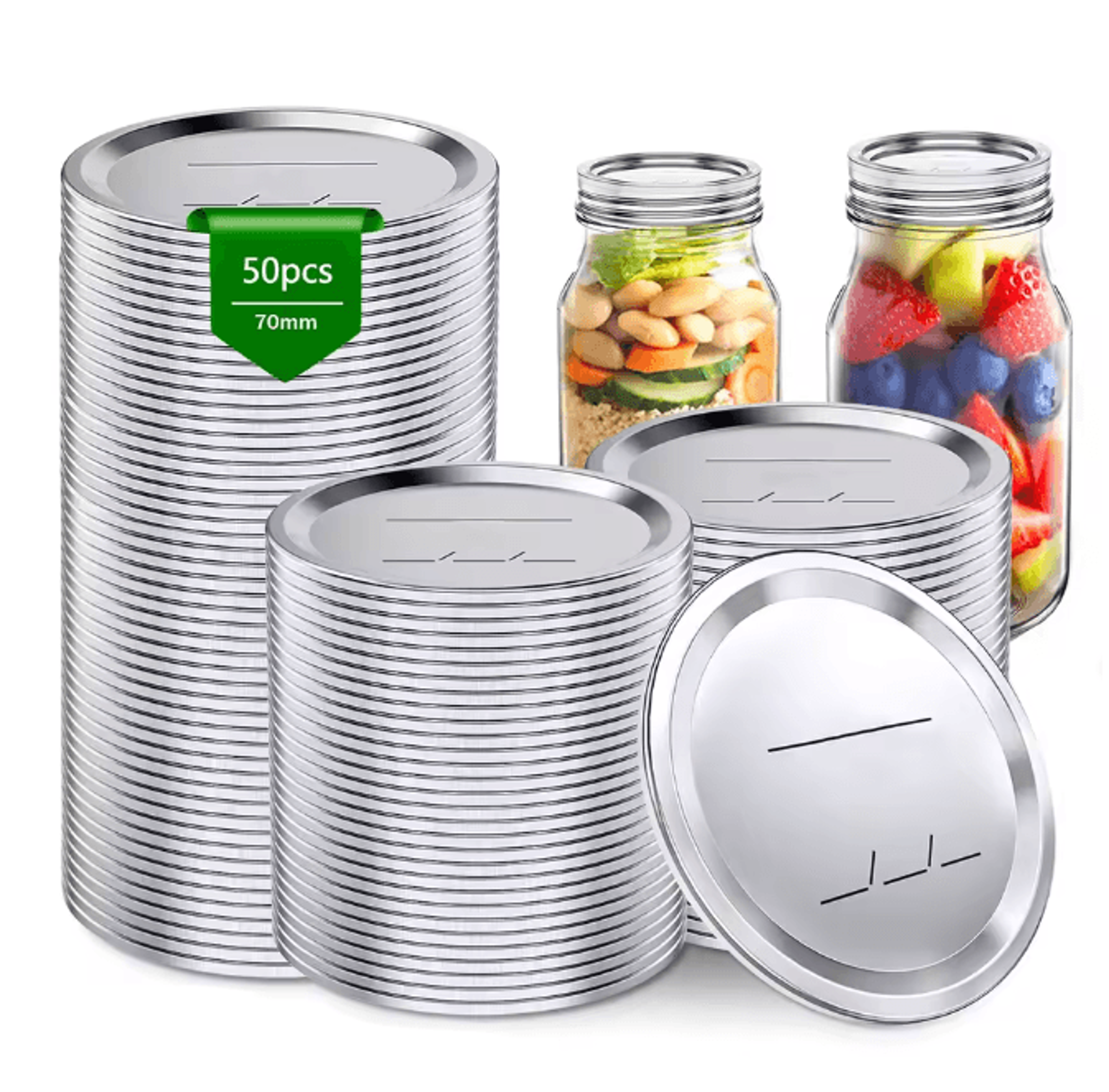 SealFresh Reusable Canning Lids 70mm Regular Mouth Leak Proof Jar Lids Set 5