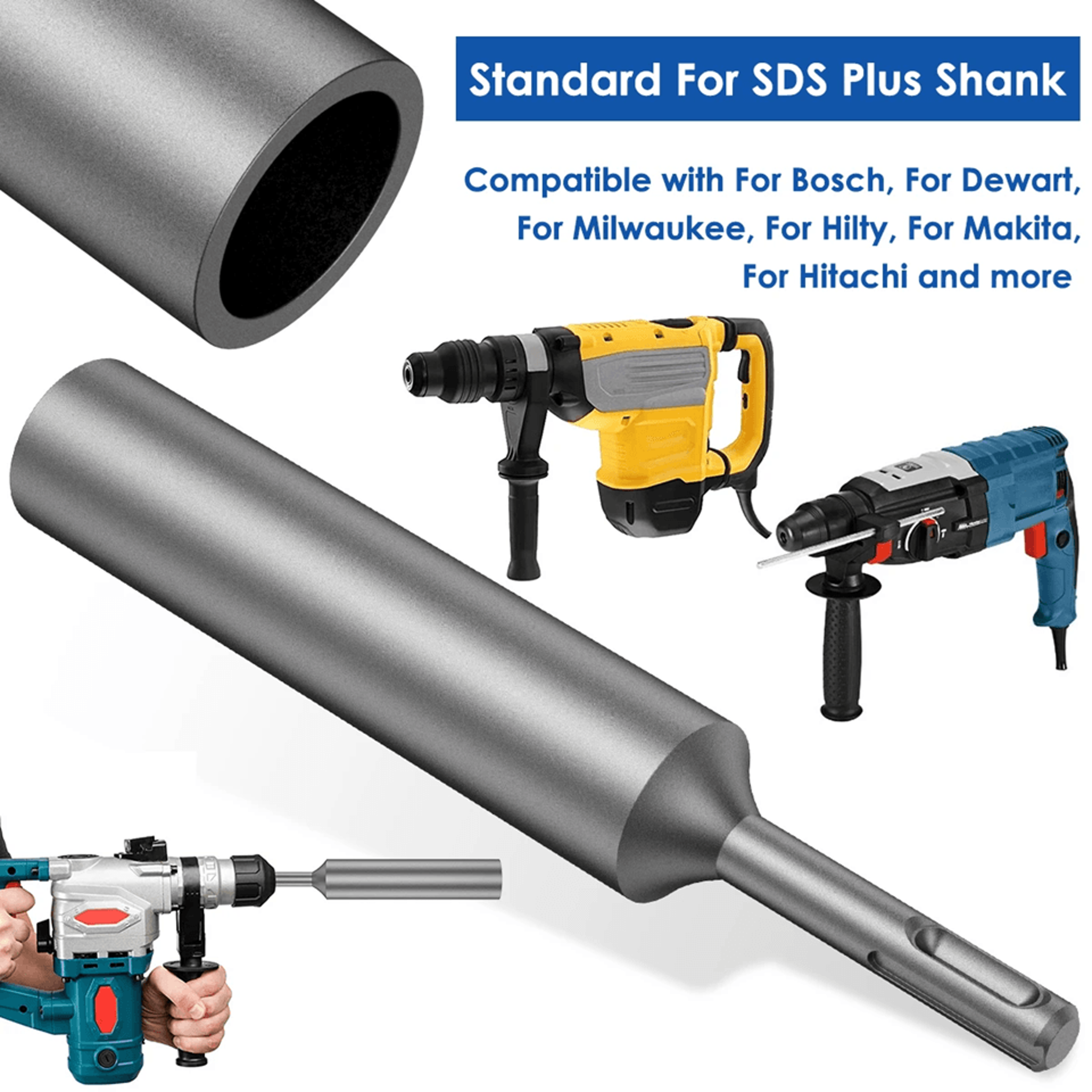 SDS Plus Ground Rod Driver Heavy Duty Steel Drill Attachment 1