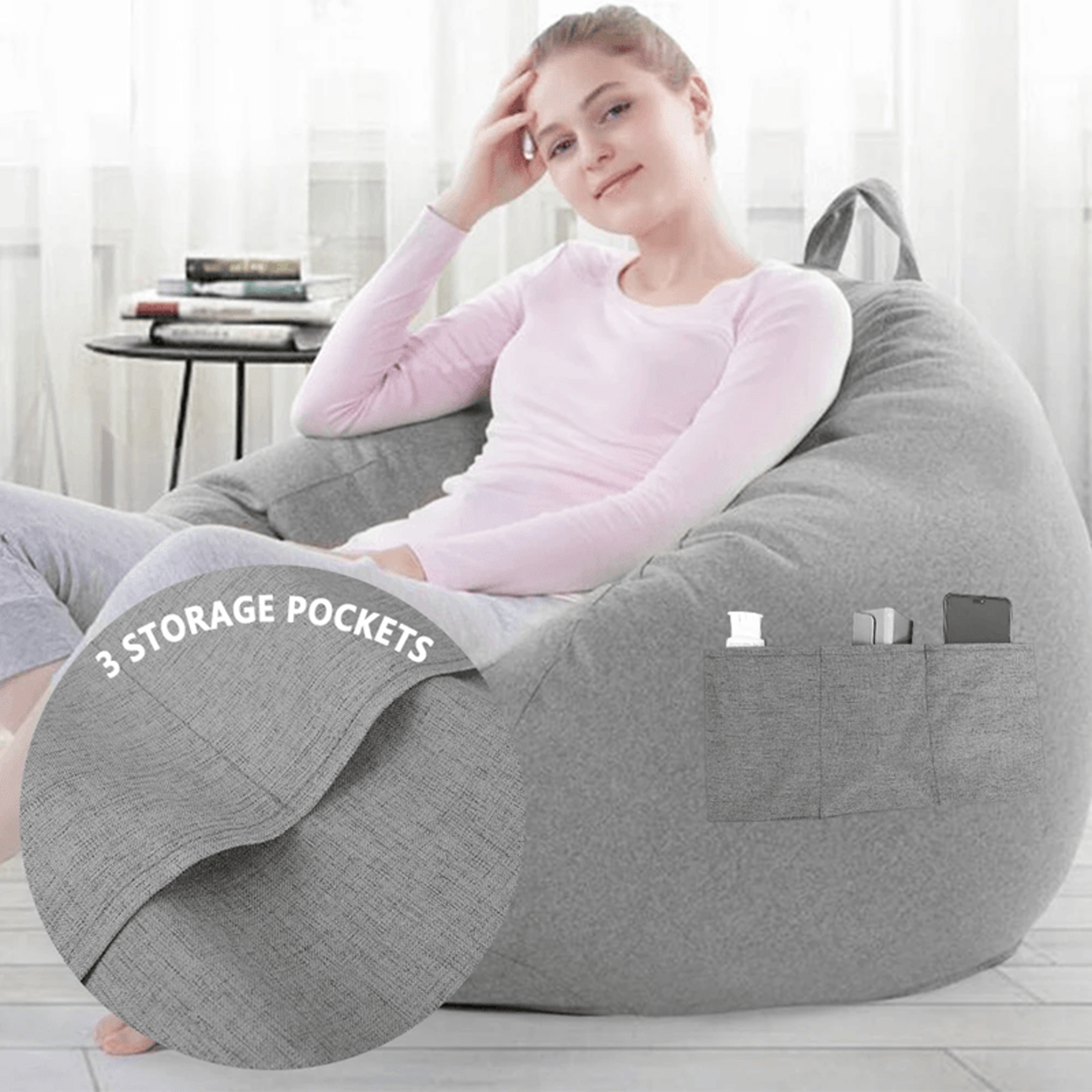 Lazy Sofa Cover Bean Bag Chair Cover Without Filler 0