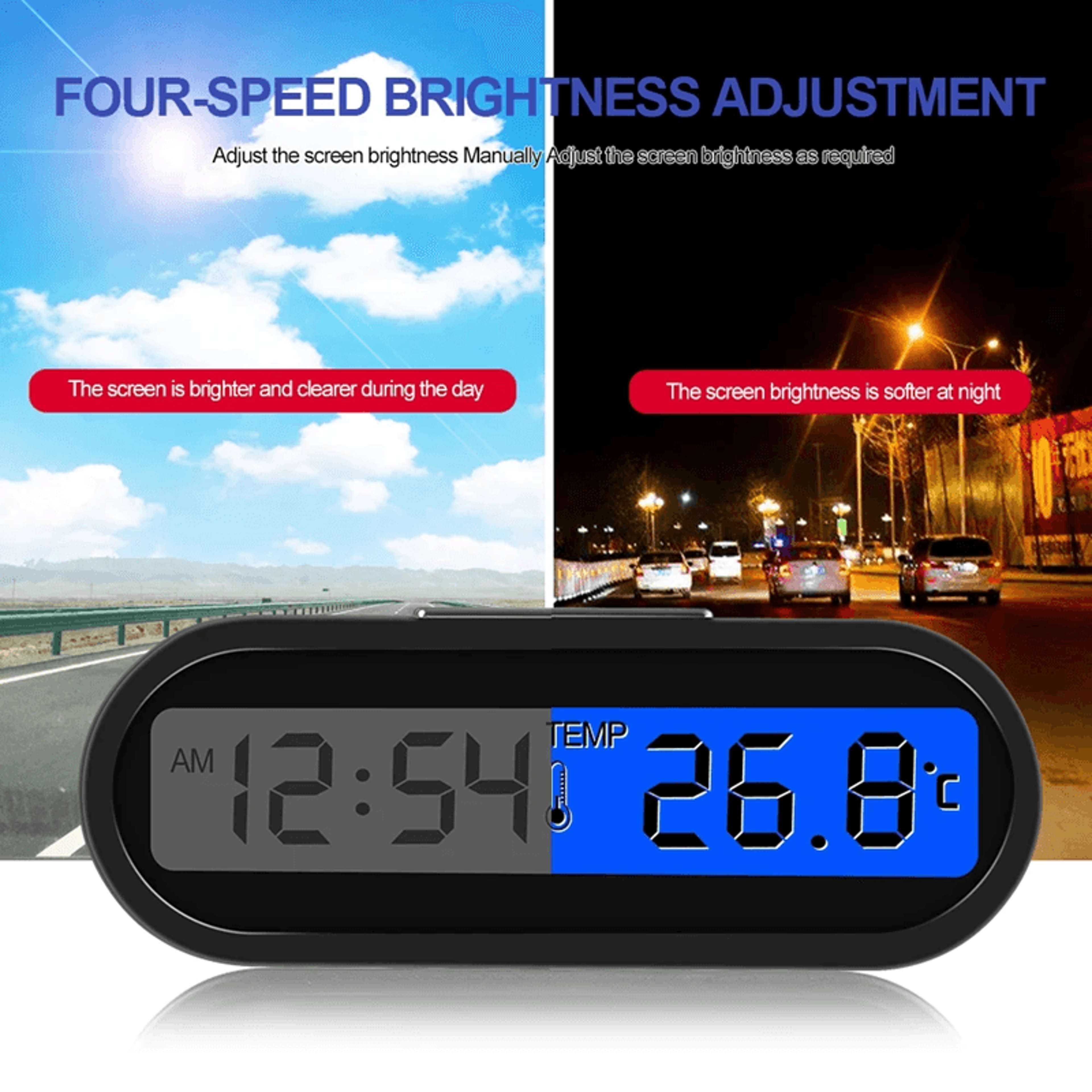 Mini Digital Car Clock With LCD Display Thermometer And Backlight 1