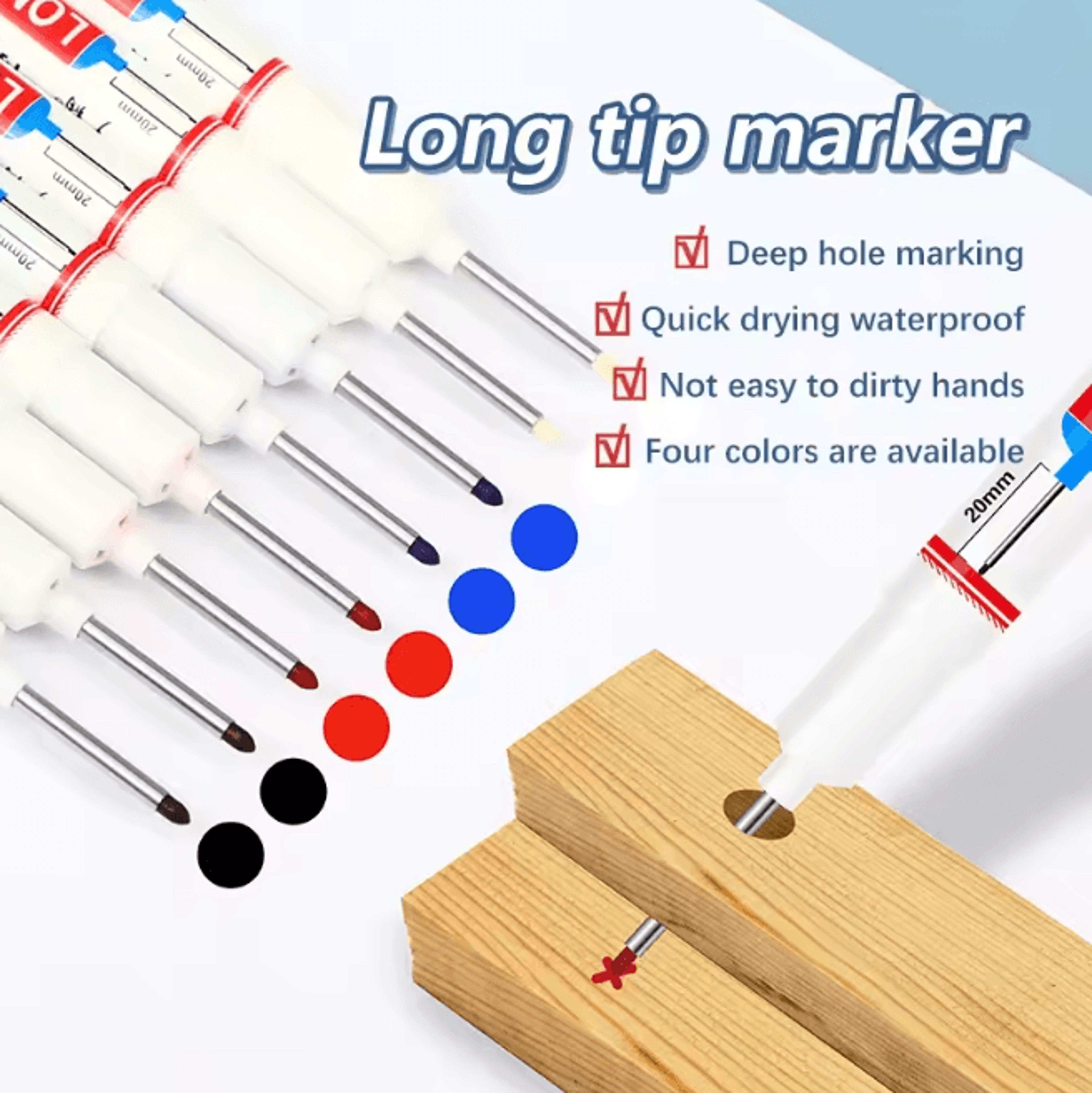 Precision Deep Hole Marker Pen Set Long Nib Waterproof Marking Tool 0